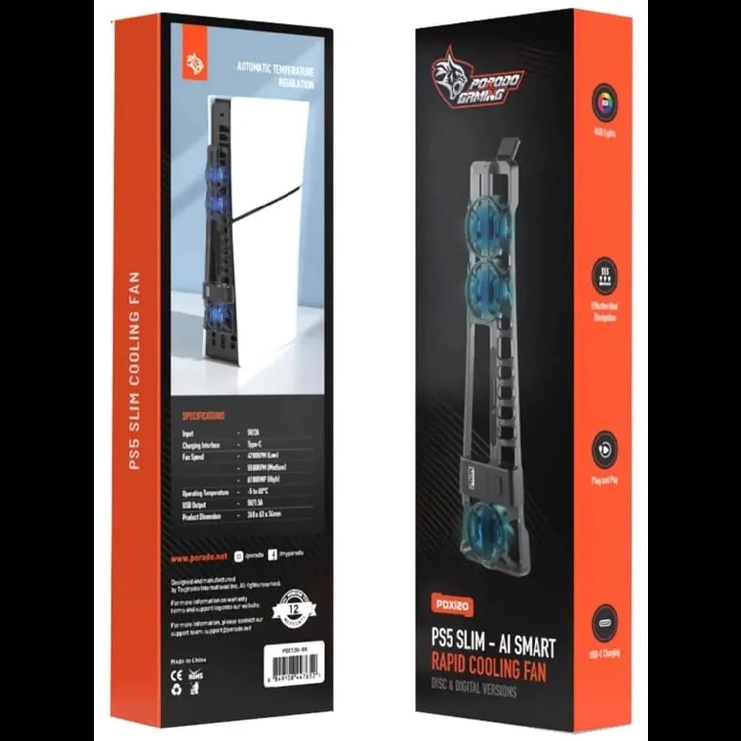 Porodo Cooling Fan - PS5 Slim, Black 5