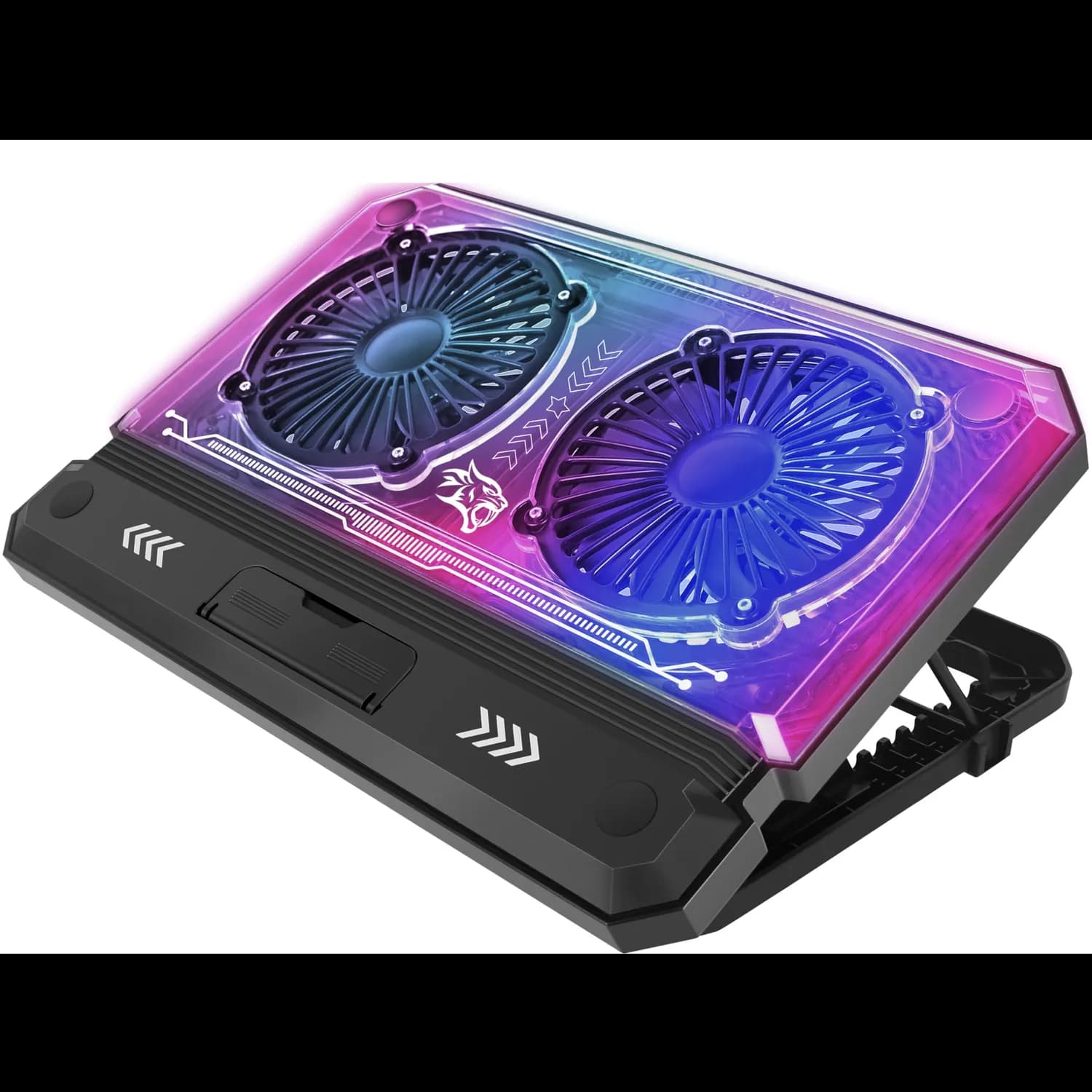Porodo Laptop Cooling Pad - Dual Fans, RGB, Black 3