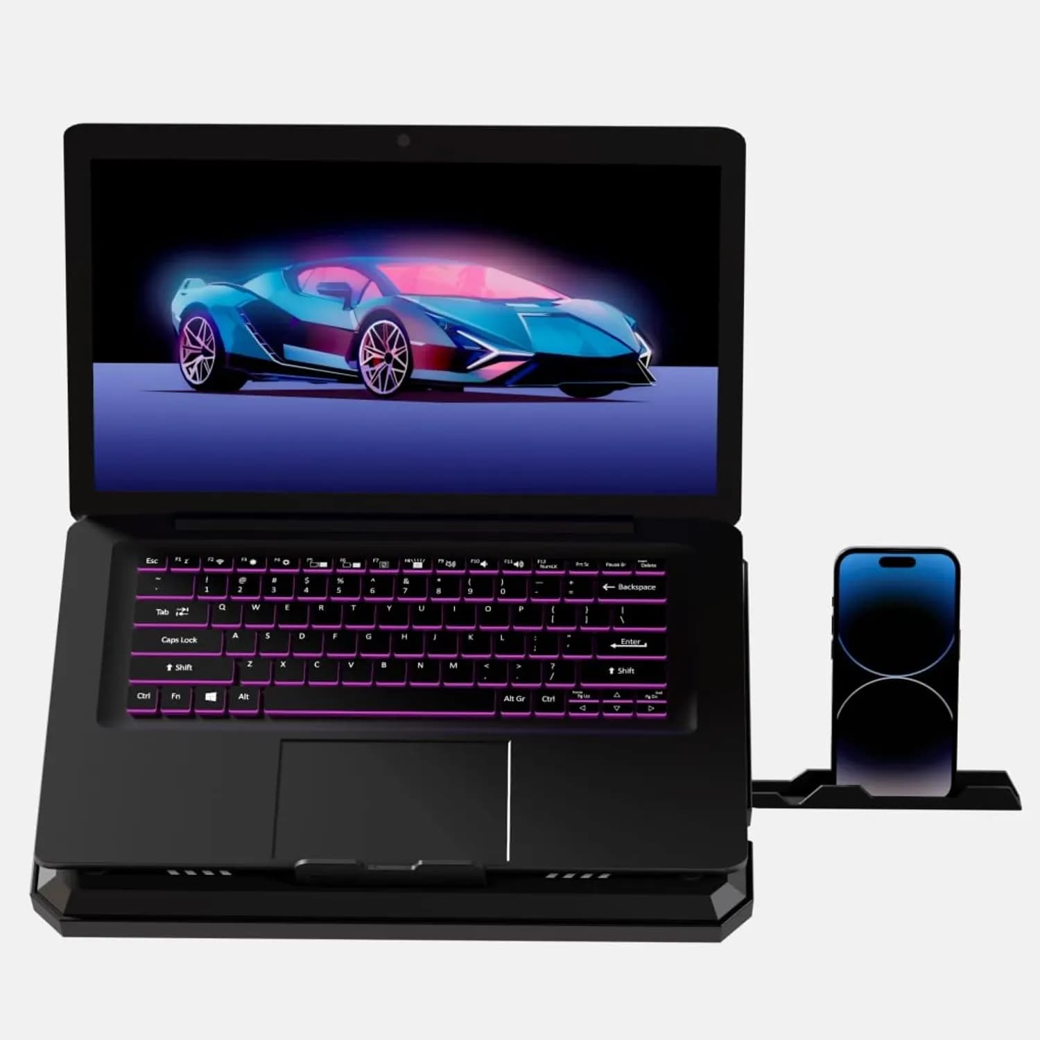 Porodo Laptop Cooling Pad - Dual Fans, RGB, Black 4
