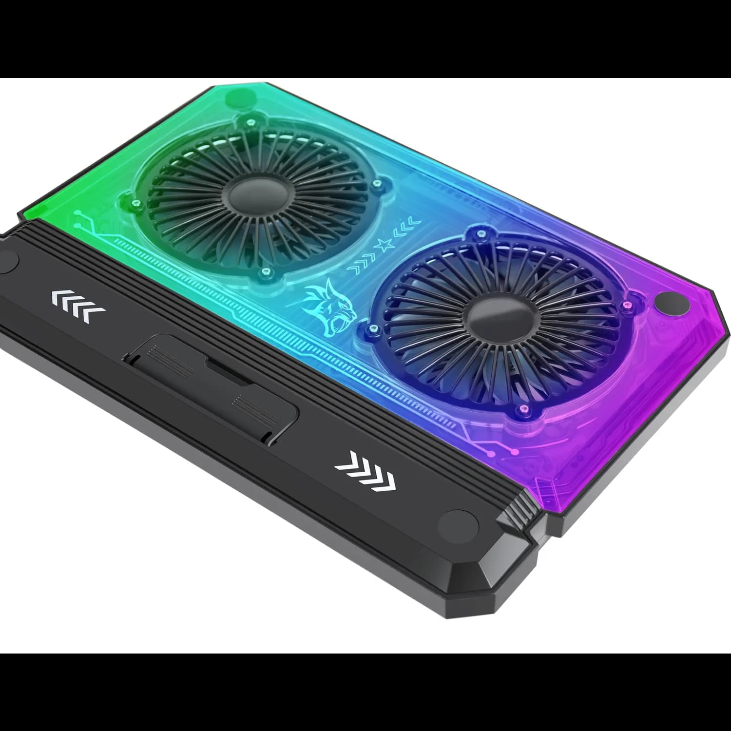 Porodo Laptop Cooling Pad - Dual Fans, RGB, Black 5