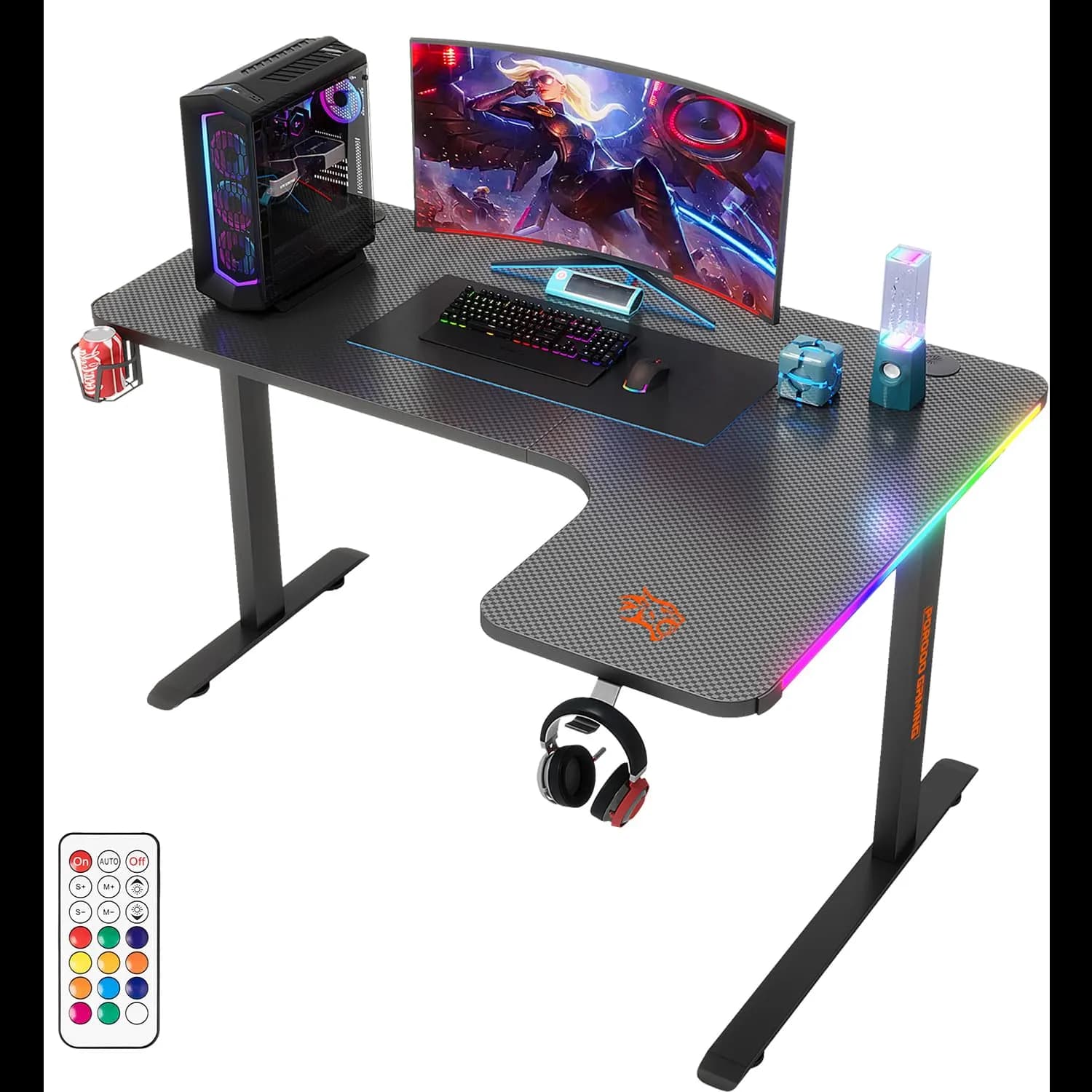 Porodo Gaming Desk - L-Shaped, RGB Lights, Black 1 Porodo Gaming Desk - L-Shaped, RGB Lights, Black 1