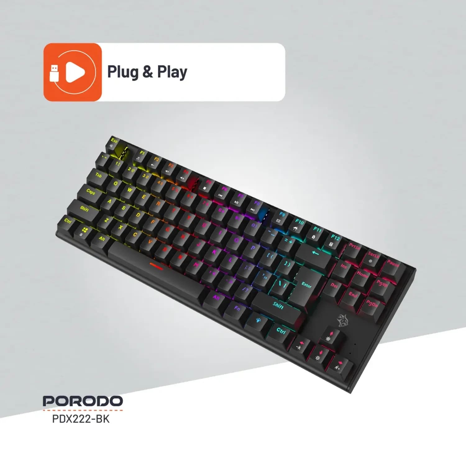 Porodo Mechanical Keyboard - TKL Red Switch, Black 5