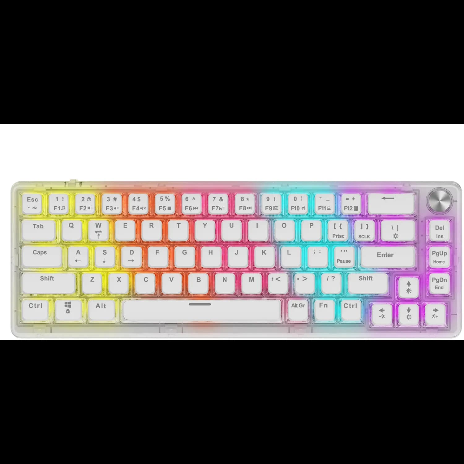 Porodo Mechanical Keyboard - 67 Keys, Transparent, Pudding Keycaps, Rotary Knob 1 Porodo Mechanical Keyboard - 67 Keys, Transparent, Pudding Keycaps, Rotary Knob 1