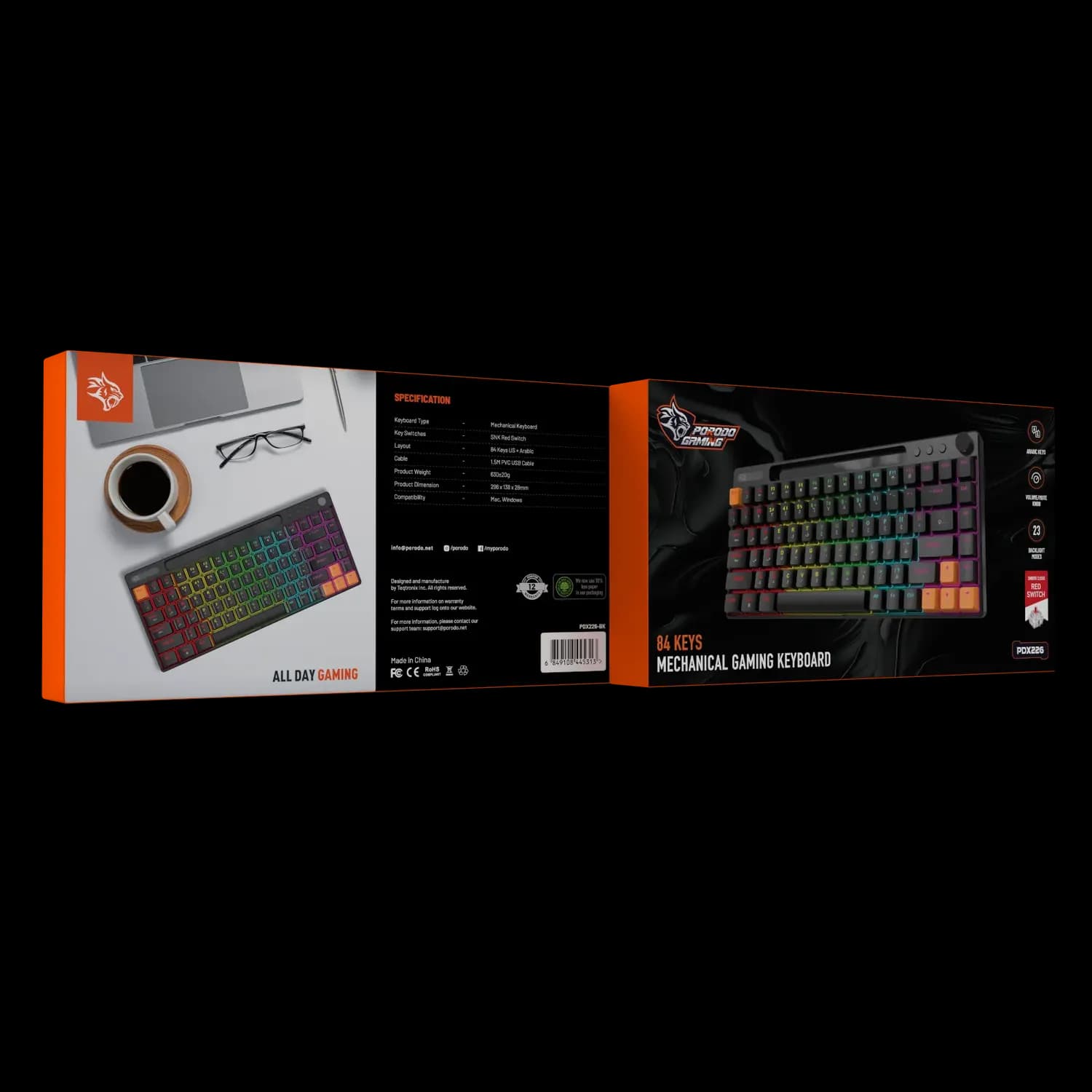 Porodo Mechanical Gaming Keyboard - 84 Keys, Black 5
