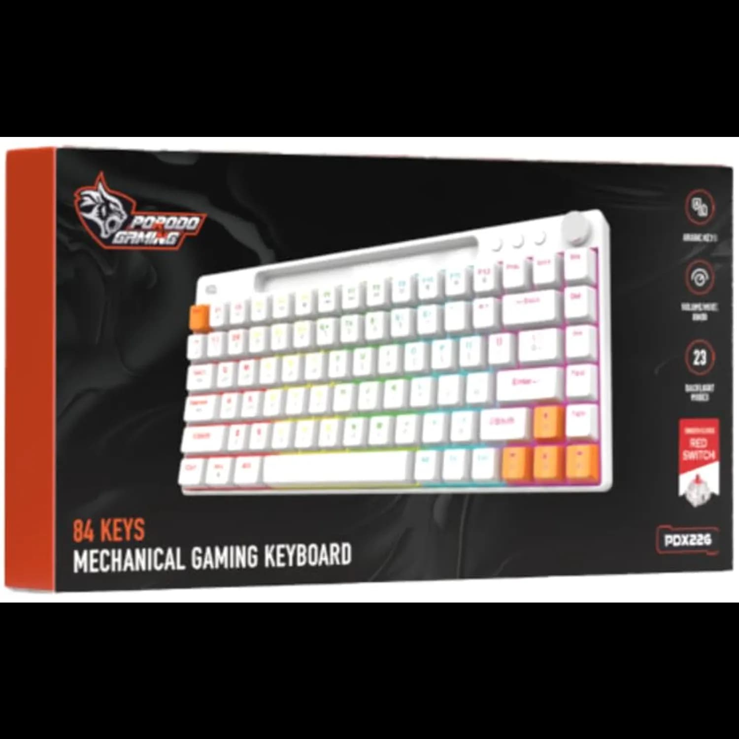 Porodo Mechanical Gaming Keyboard - TKL 87 Keys, Red Switch, White 4