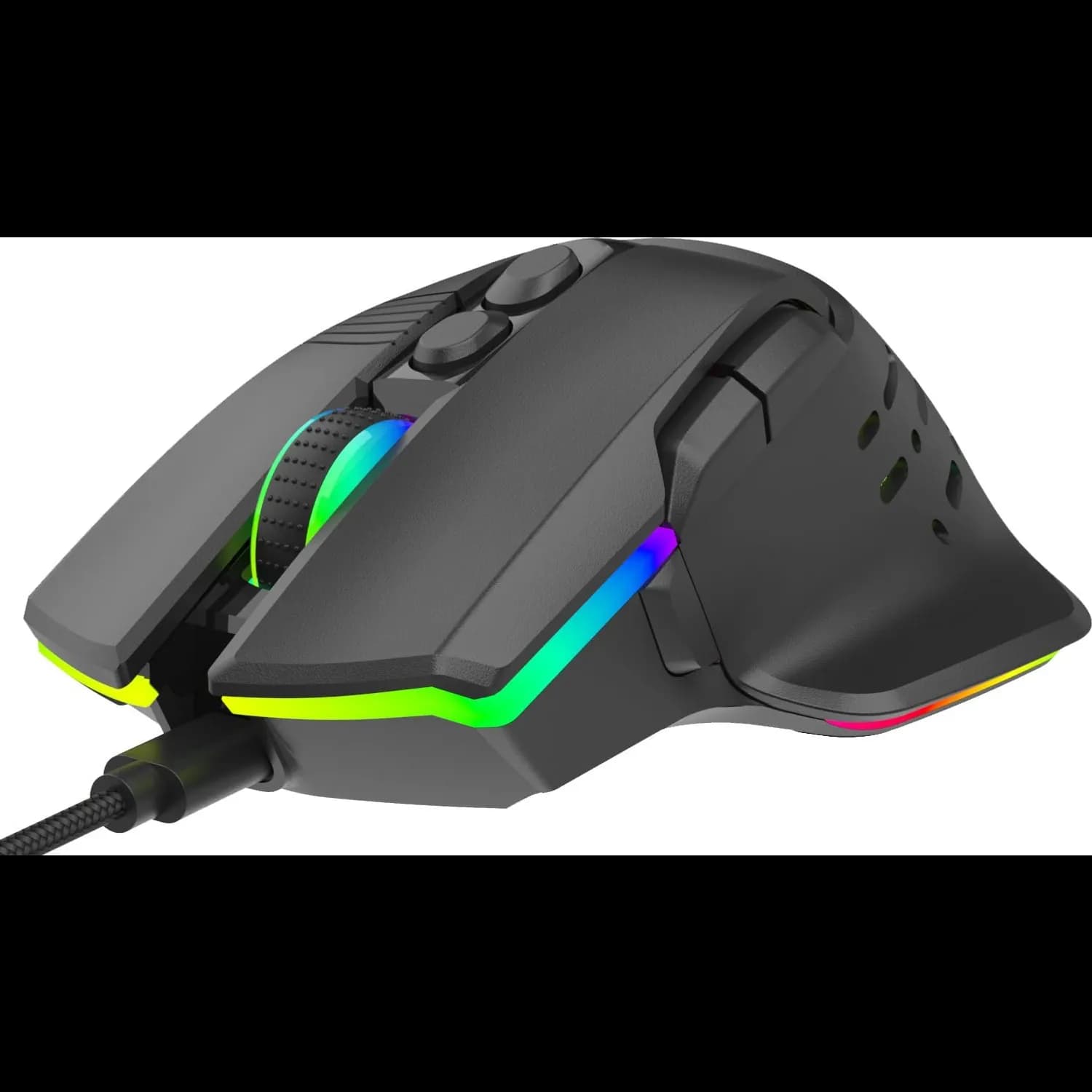 Porodo Gaming Mouse - 9D, 12800 DPI, RGB, Black 3