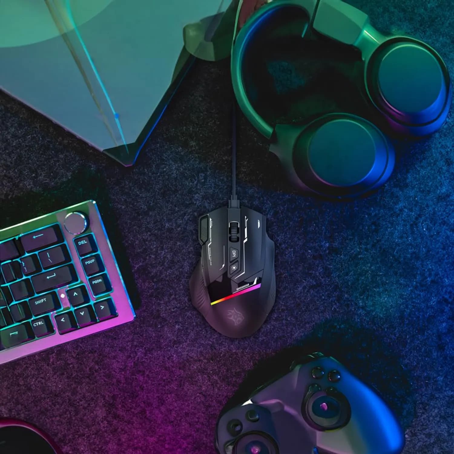 Porodo Gaming Mouse - 8D RGB, 7200 DPI, Black 2