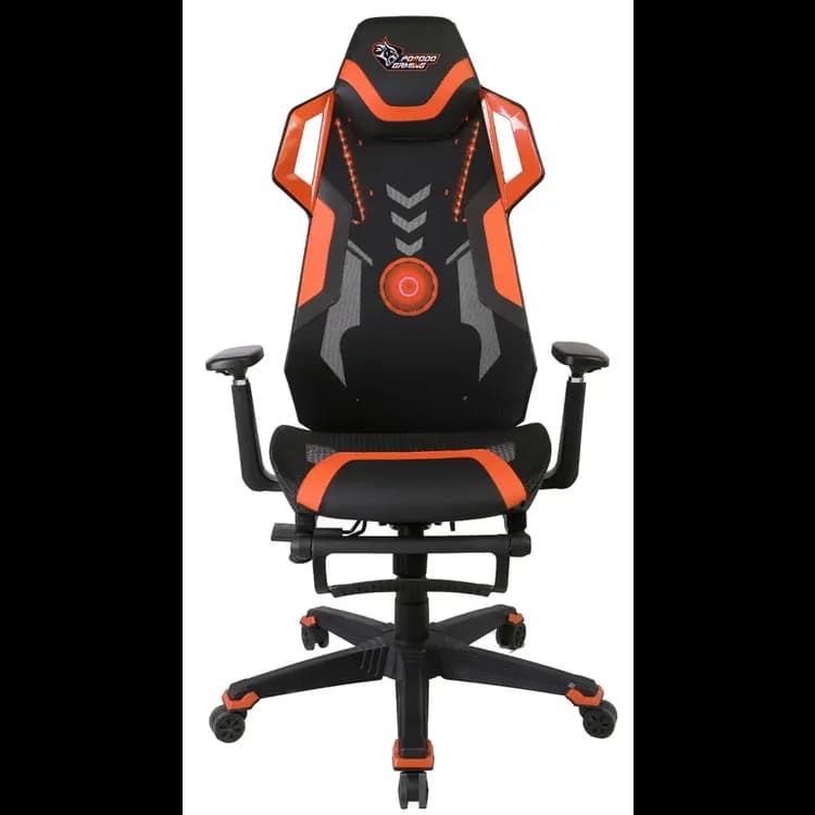Porodo Gaming Chair - RGB Lighting, Built-in Speaker, Black/Orange 2