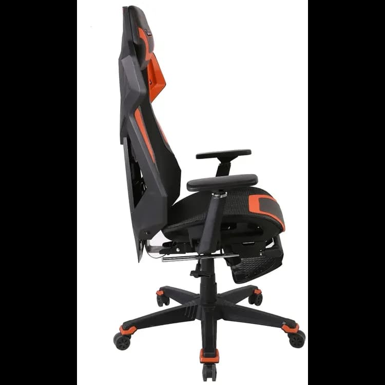 Porodo Gaming Chair - RGB Lighting, Built-in Speaker, Black/Orange 4