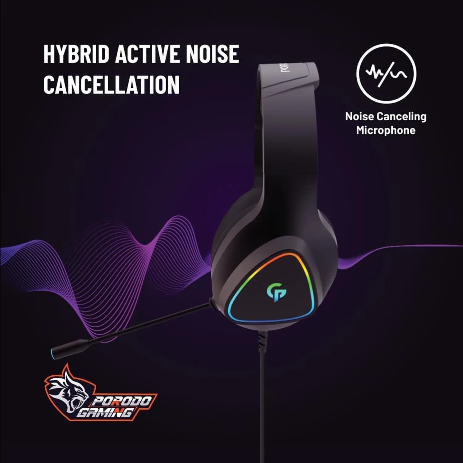Porodo Gaming Headphones PDX4-2 - 50mm Drivers, Black 4