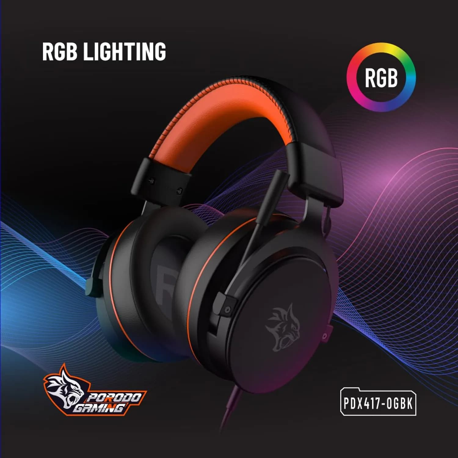 Porodo Gaming Headset PDX417 - 7.1 Surround Sound, Black 3