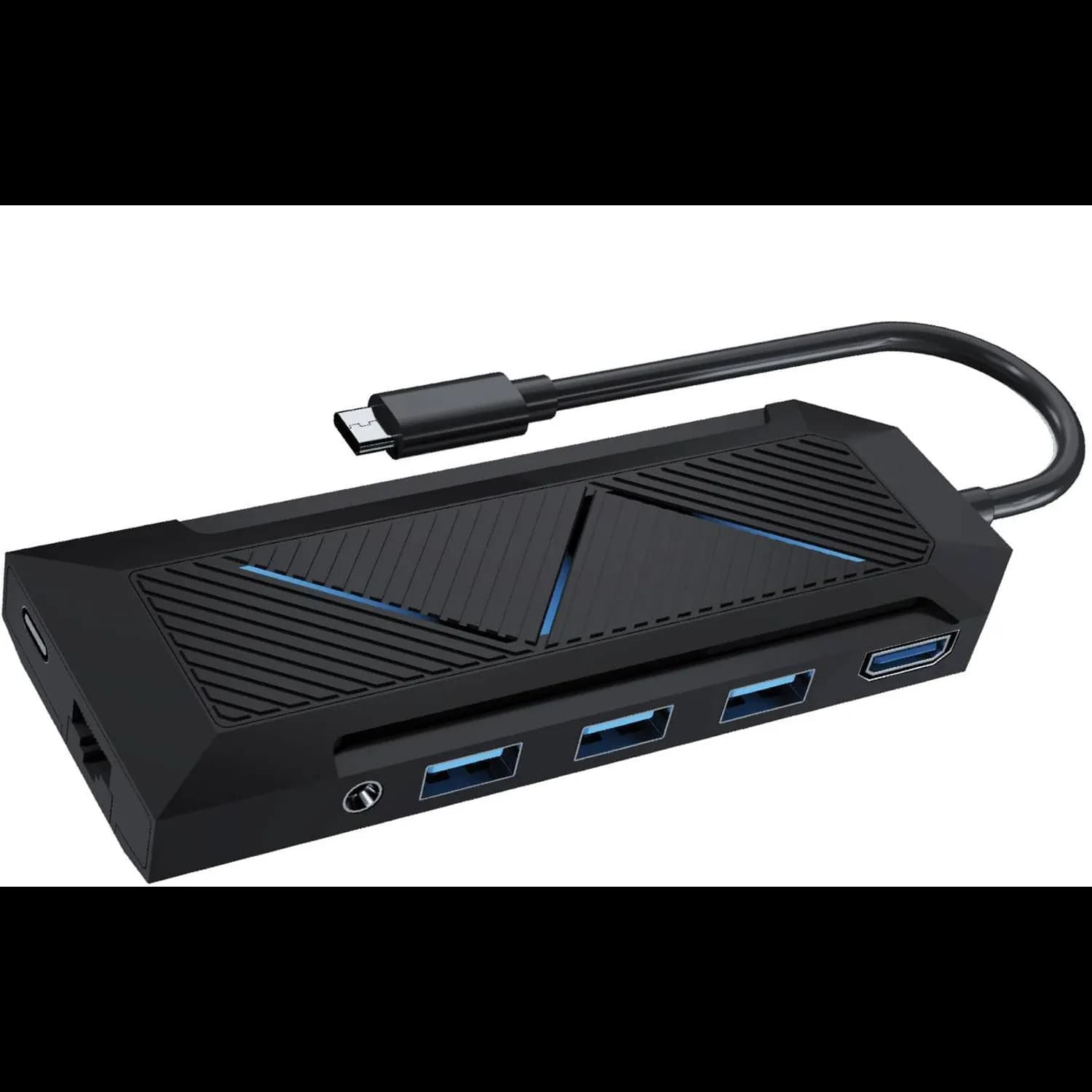 Porodo USB-C Hub - 9-in-1, 100W PD, RGB, Black 3