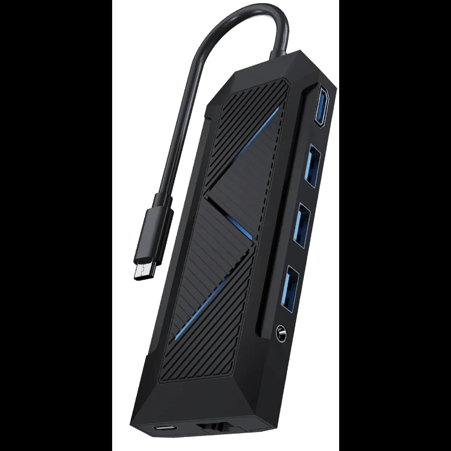 Porodo USB-C Hub - 9-in-1, 100W PD, RGB, Black 1 Porodo USB-C Hub - 9-in-1, 100W PD, RGB, Black 1