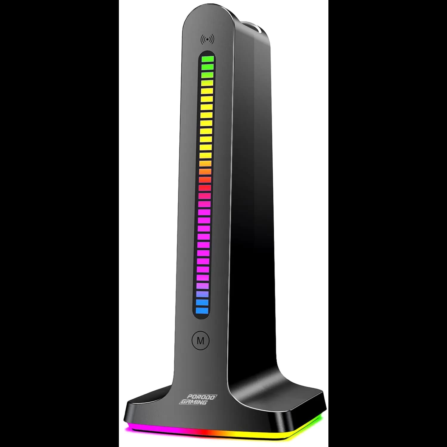 Porodo Headphone Stand - RGB Sound Activated, Dual USB 2.0, Black 1