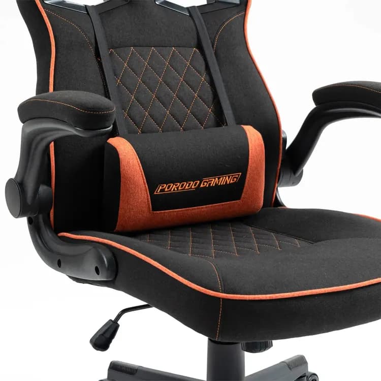 Porodo Gaming Chair - Ergonomic, Adjustable, Black & Orange 4