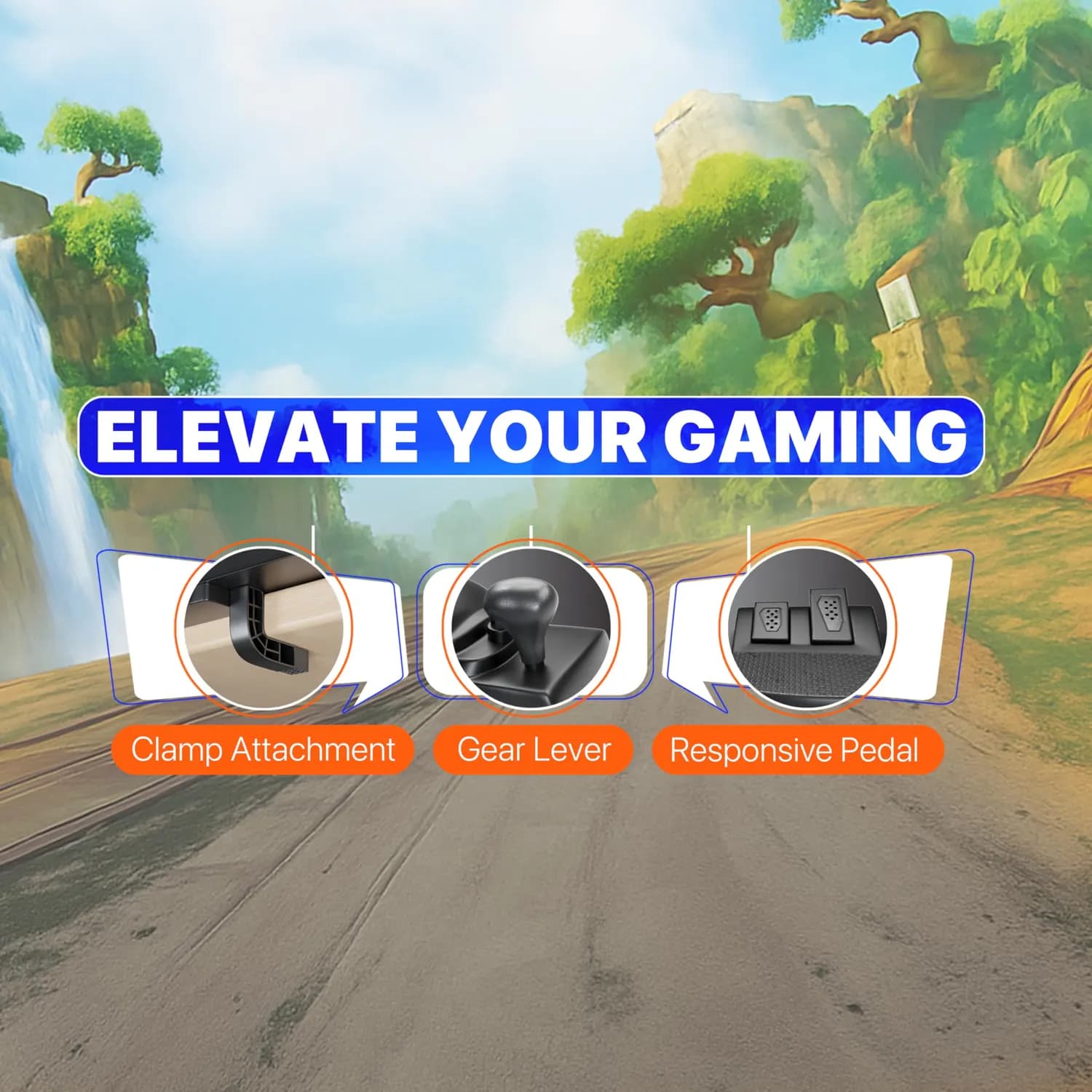 Porodo Gaming Racing Wheel - 270° Steering Wheel with Pedals and Gear Lever 5