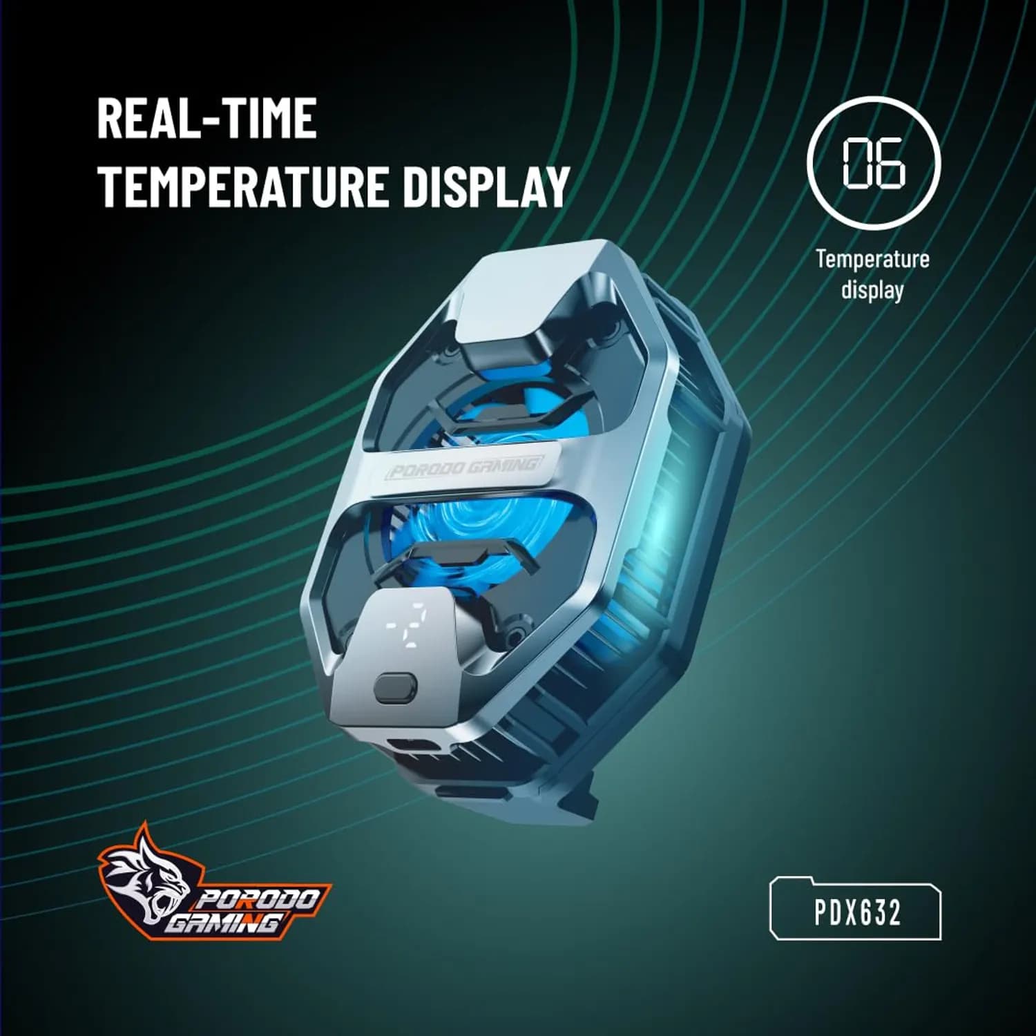 Porodo Mobile Cooler - 6000 RPM Fan, Display 3