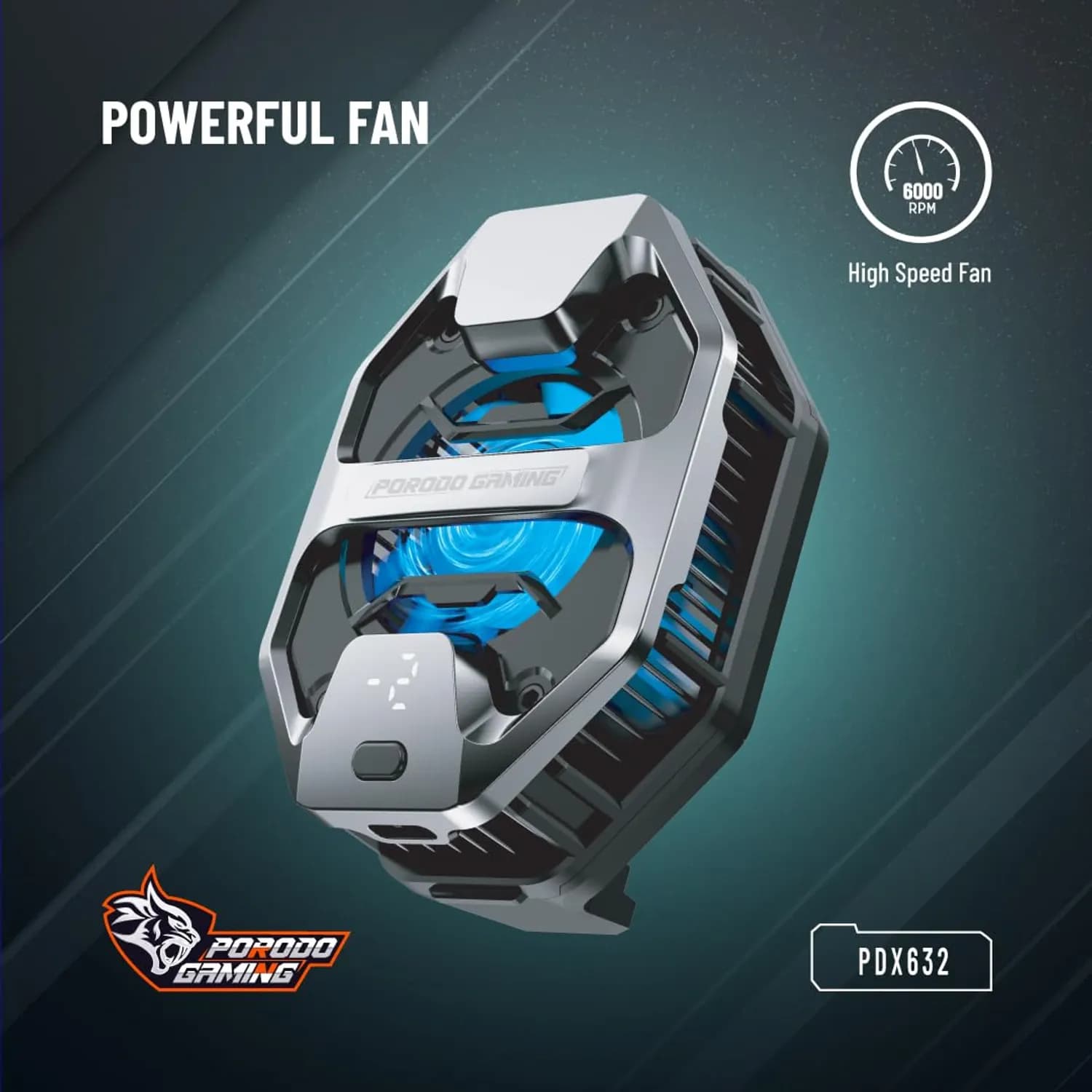 Porodo Mobile Cooler - 6000 RPM Fan, Display 5