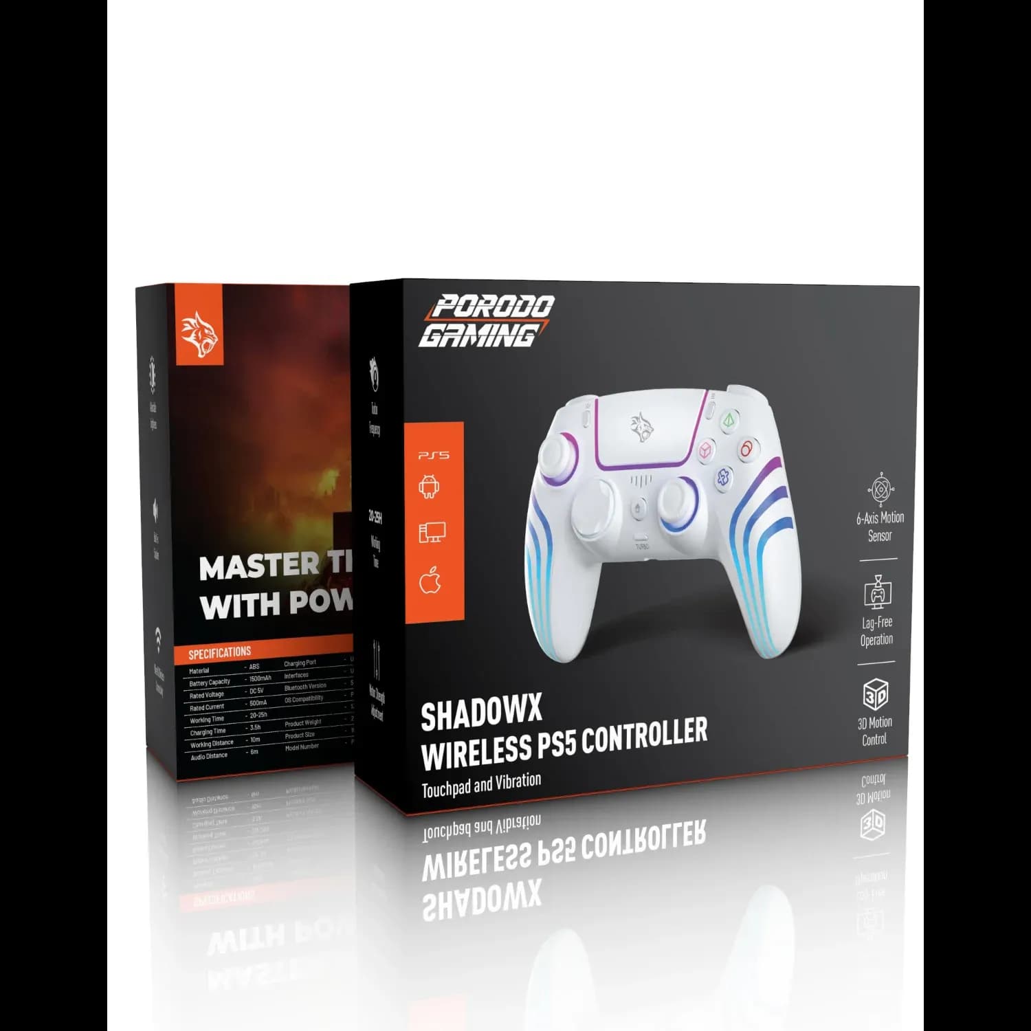Porodo Wireless PS5 Controller ShadowX - White 3
