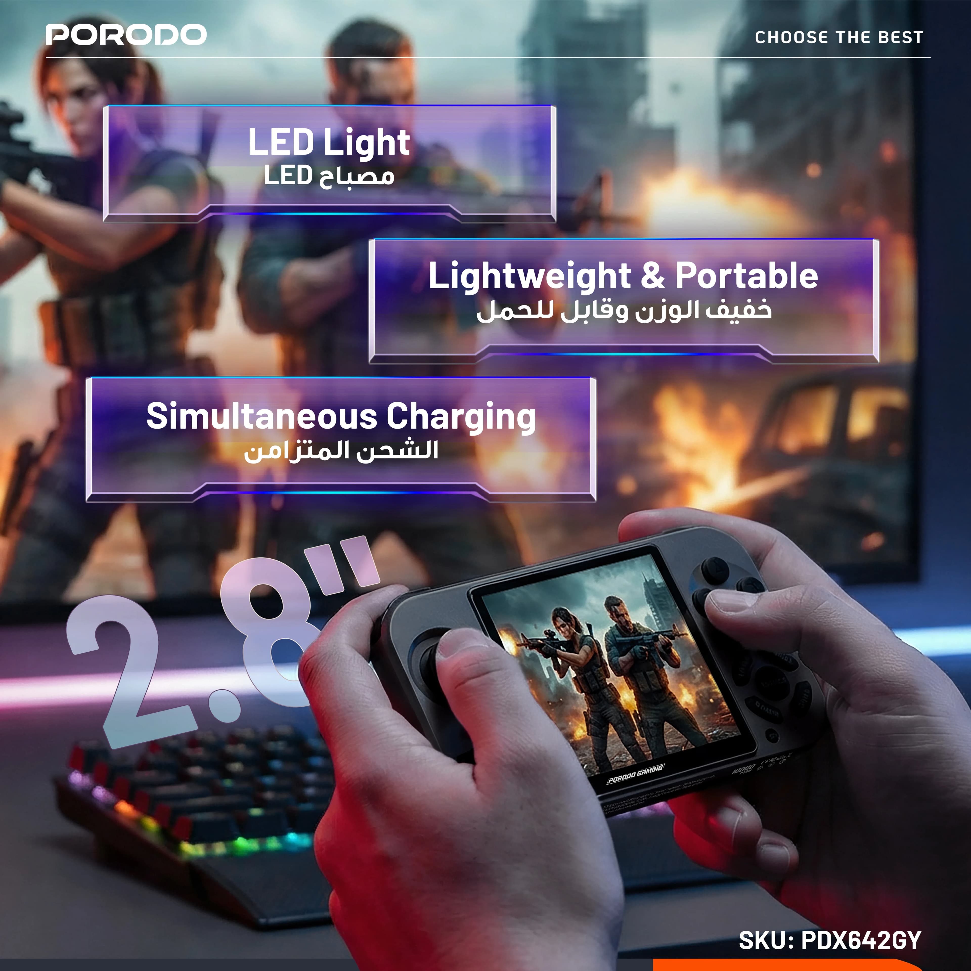 Porodo Gaming Powerplay Power Bank PDX642GY - 10000mAh, Gray 4