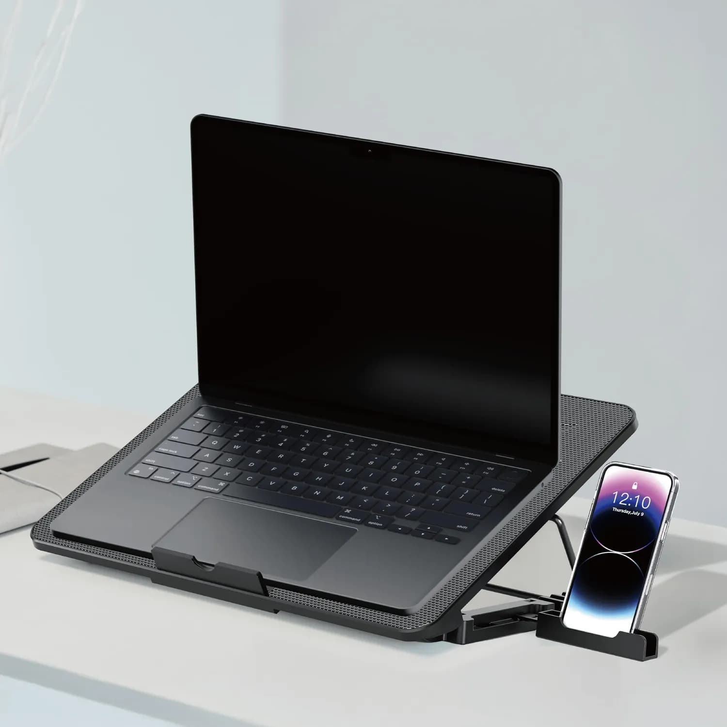 Porodo Gaming Laptop Cooling Pad - 8 Fans, Phone Slot, Black 2