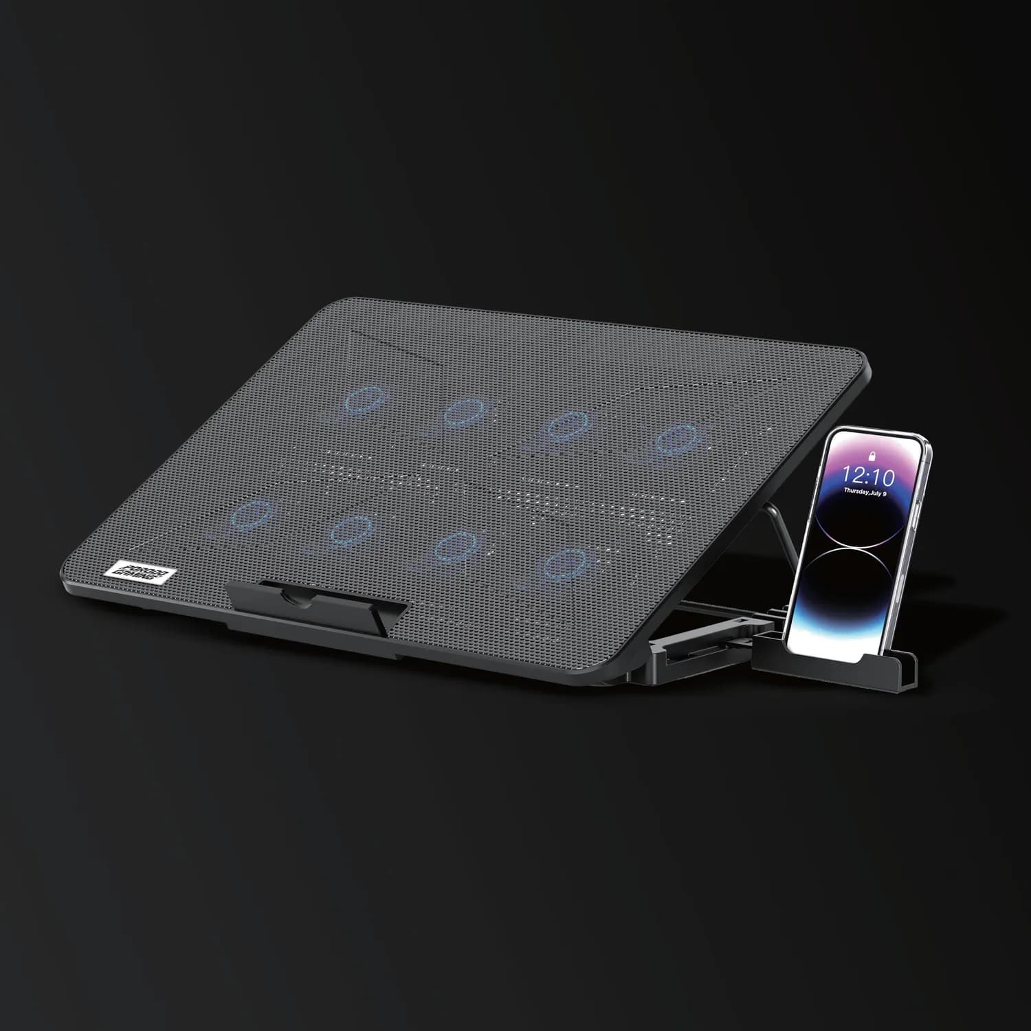 Porodo Gaming Laptop Cooling Pad - 8 Fans, Phone Slot, Black 3