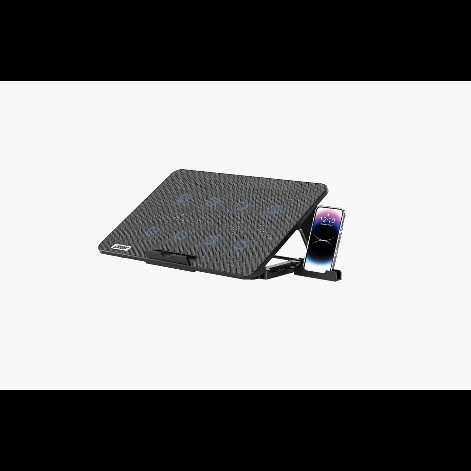 Porodo Gaming Laptop Cooling Pad - 8 Fans, Phone Slot, Black 5