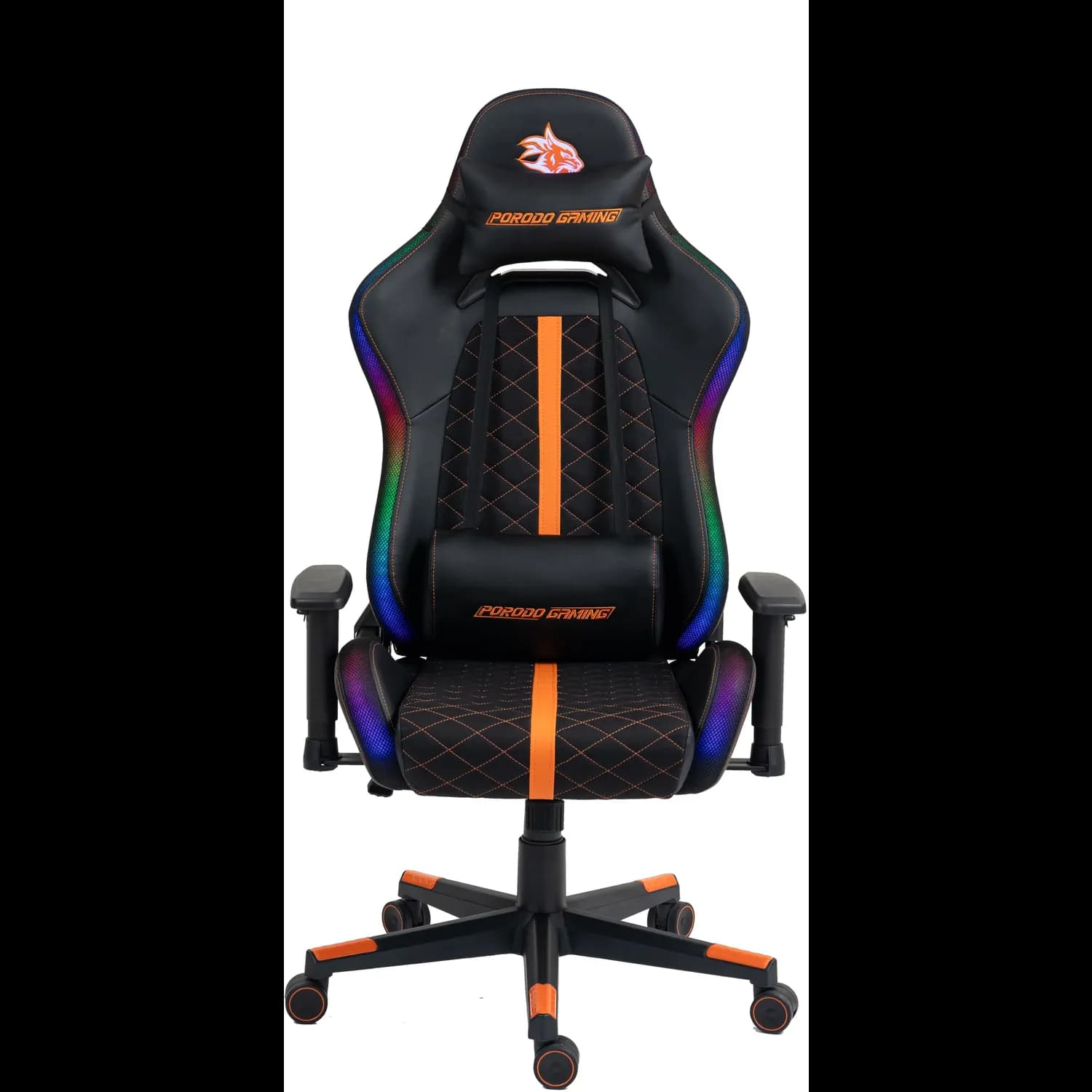 Porodo Gaming Chair - Ergonomic RGB, Built-In Speakers, Black 4