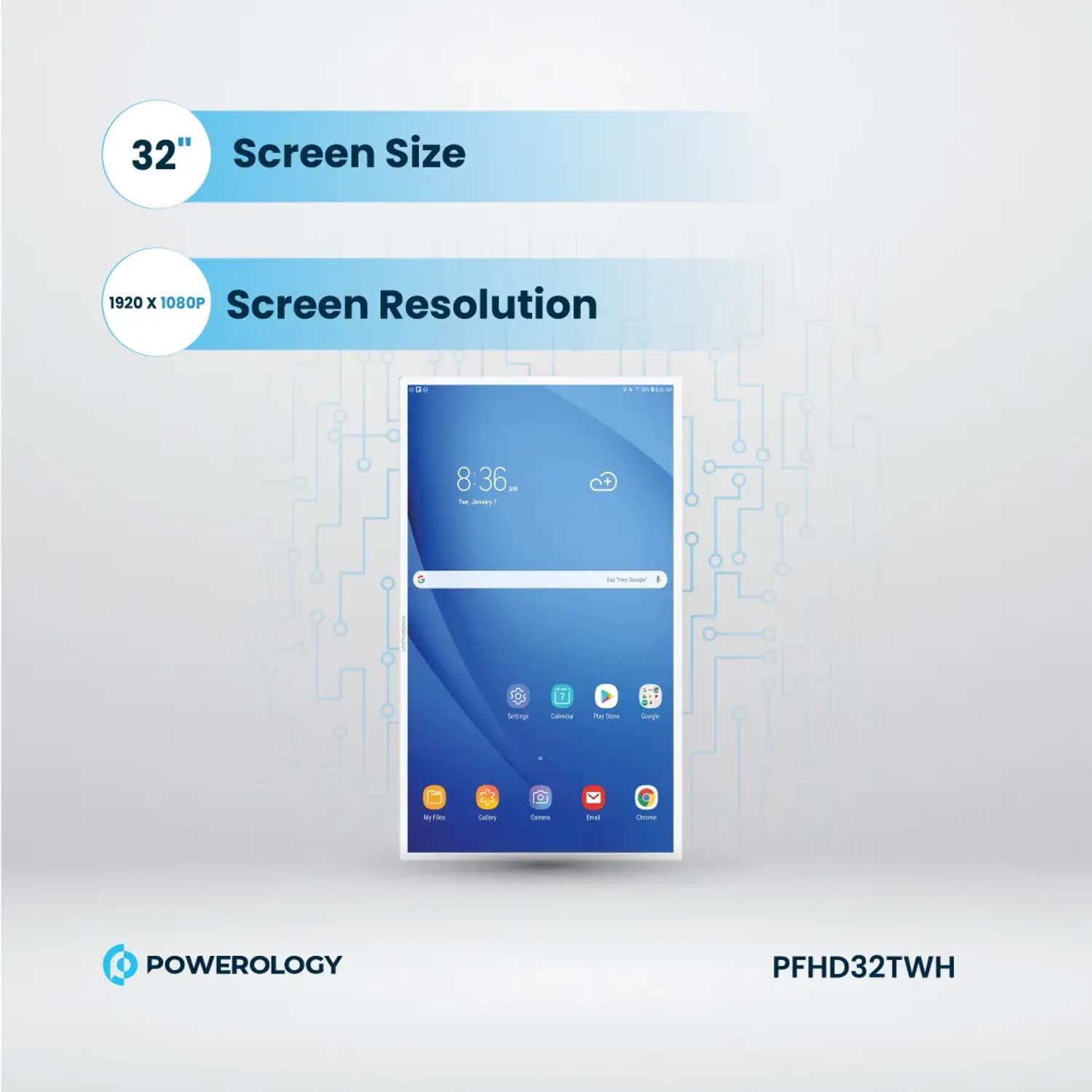 Powerology Smart Screen - 32", 4GB+128GB, White 2