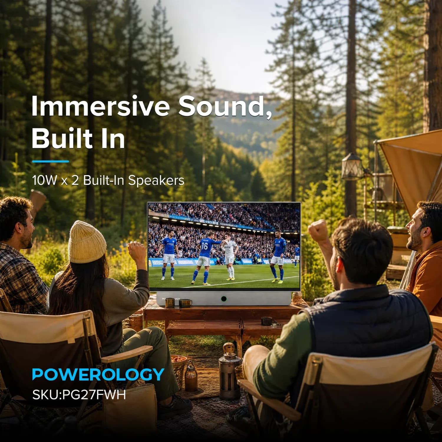 Powerology Portable Smart TV - 27 Inch FHD, Android, 7H Battery 3
