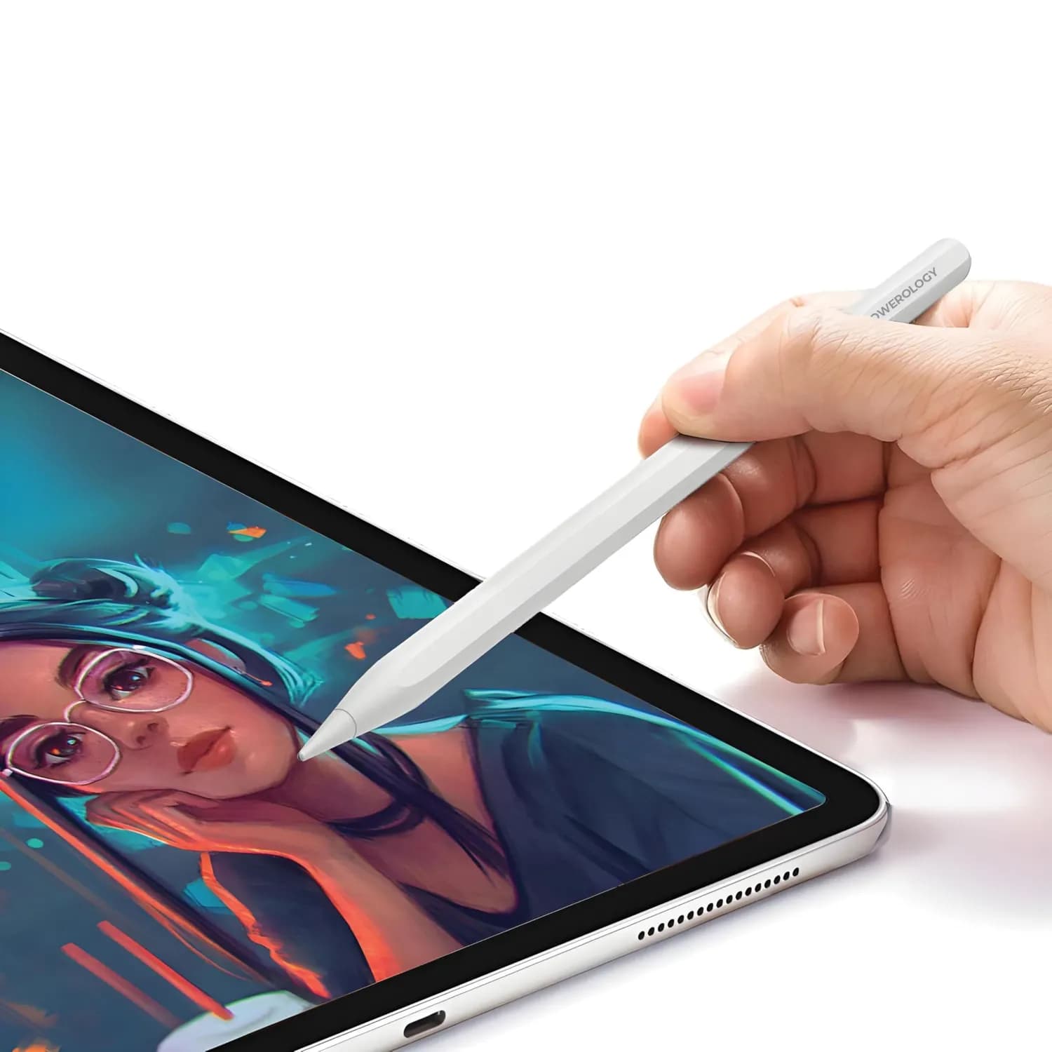 Powerology Active Stylus Pen Néotec - Wireless Charging, Gesture Control, White 2