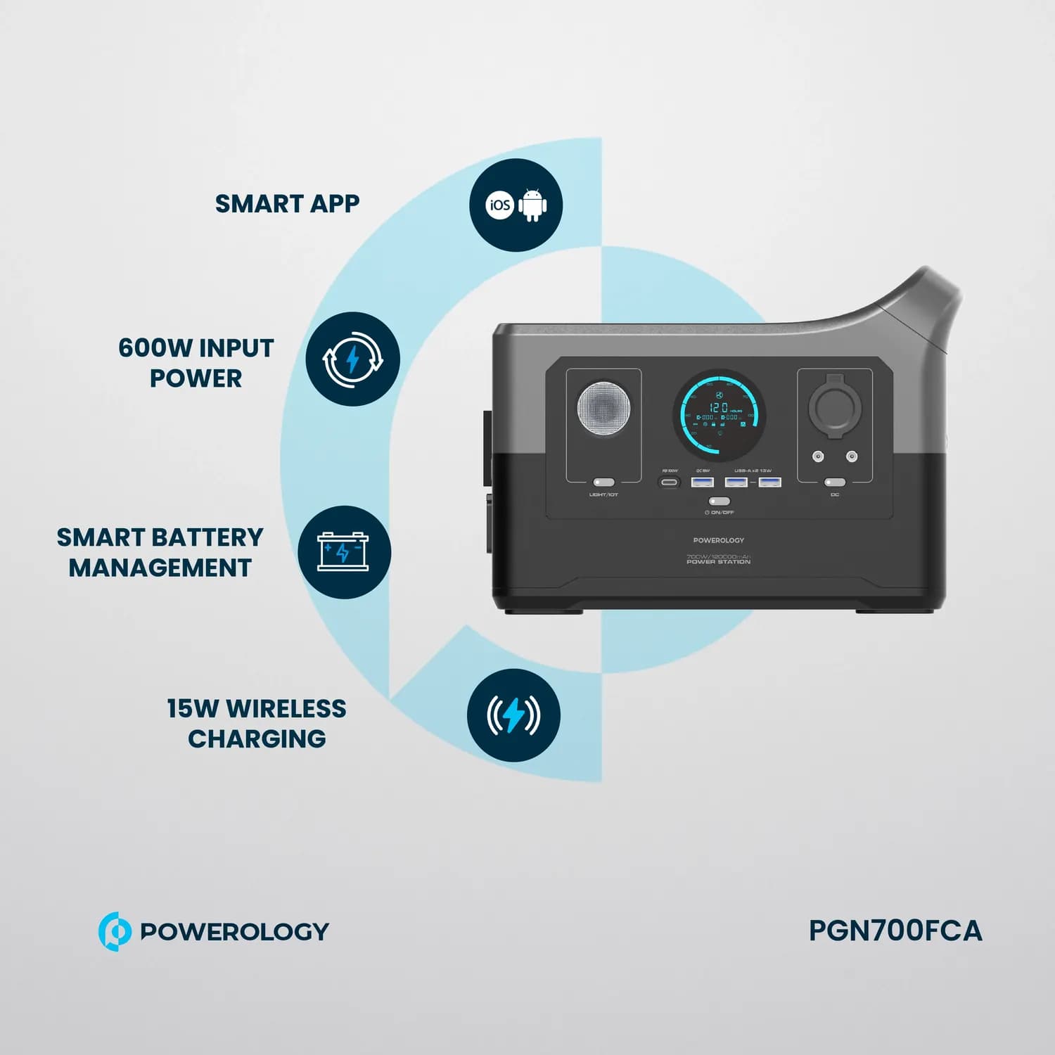 Powerology Smart Power Generator - 120000mAh 700W, Gray 3