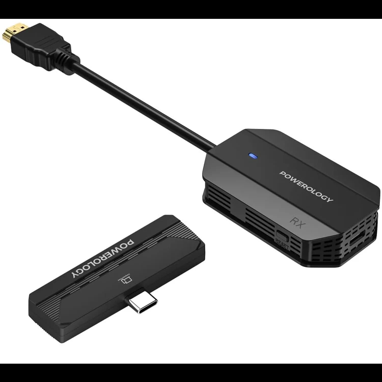Powerology Wireless HDMI Type-C Adapter - Low Latency, 50M Range, Black 2