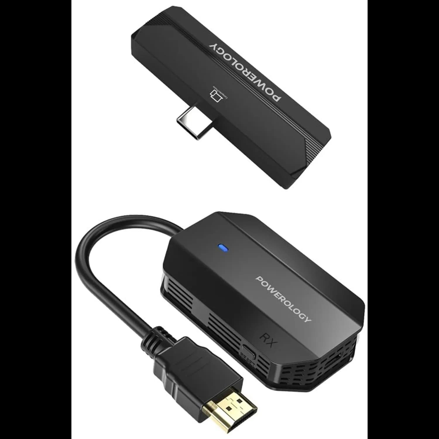 Powerology Wireless HDMI Type-C Adapter - Low Latency, 50M Range, Black 3