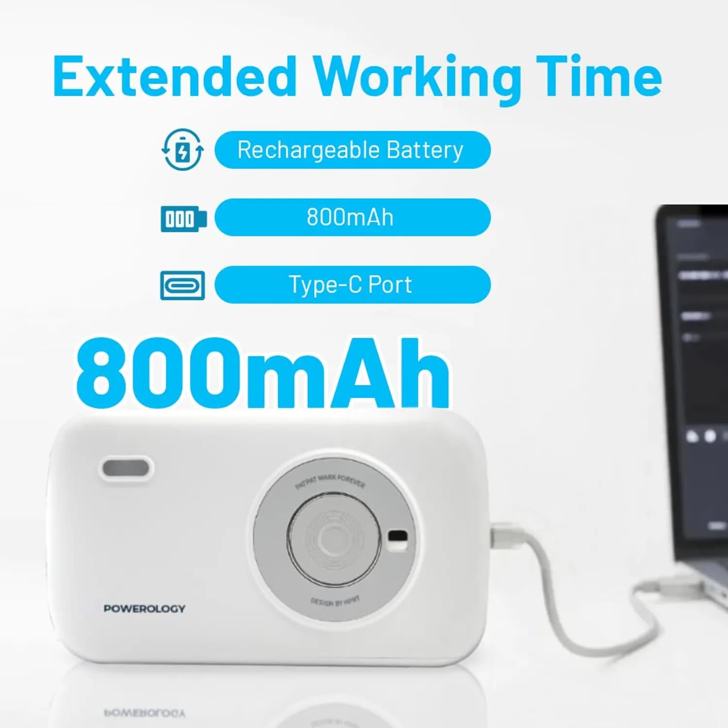 Powerology Thermal Mini Printer Vivant - Bluetooth, White 4