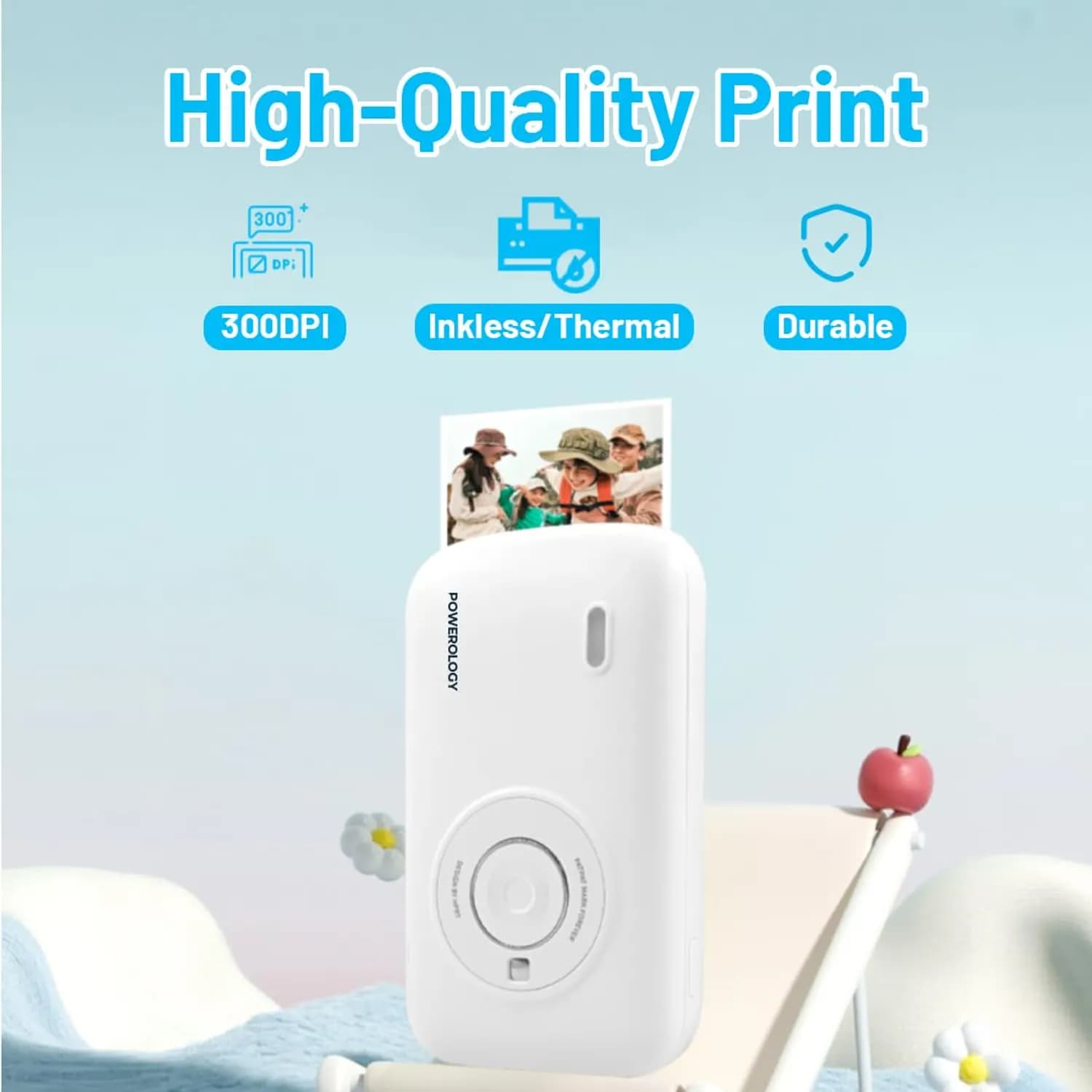 Powerology Thermal Mini Printer Vivant - Bluetooth, White 5