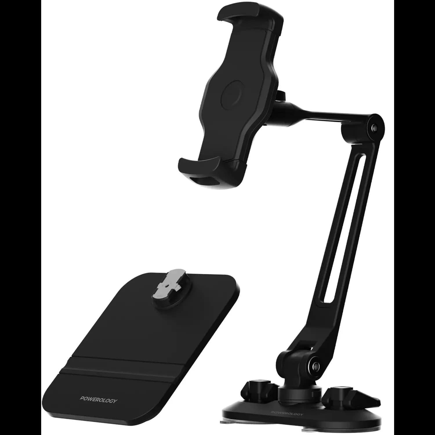 Powerology Phone & Tablet Holder - Quick-Release, Suction & Desk Base, Black 1 Powerology Phone & Tablet Holder - Quick-Release, Suction & Desk Base, Black 1