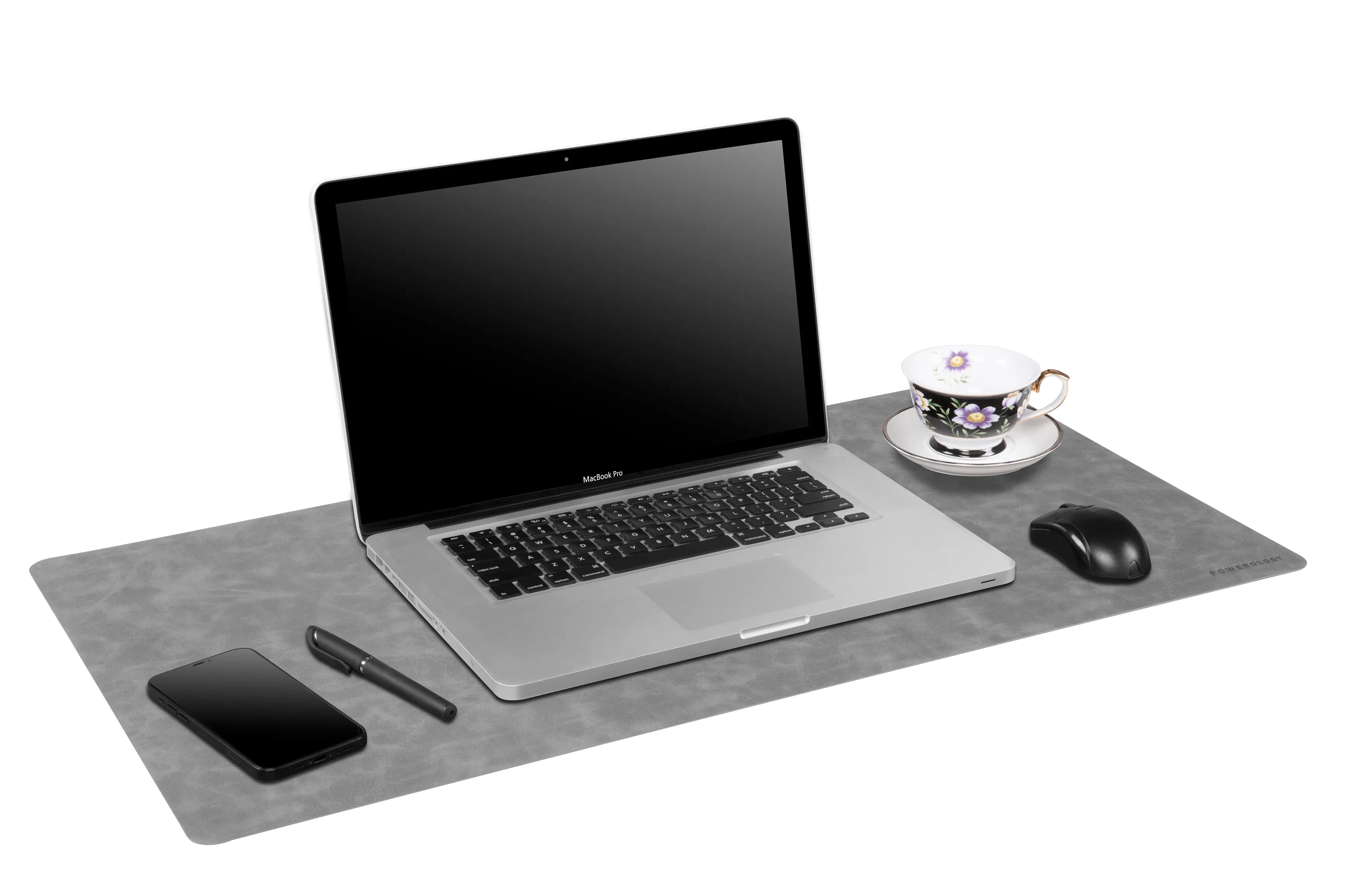 Powerology Desk Pad PLMTG - Vegan Leather, Textured Gray 2