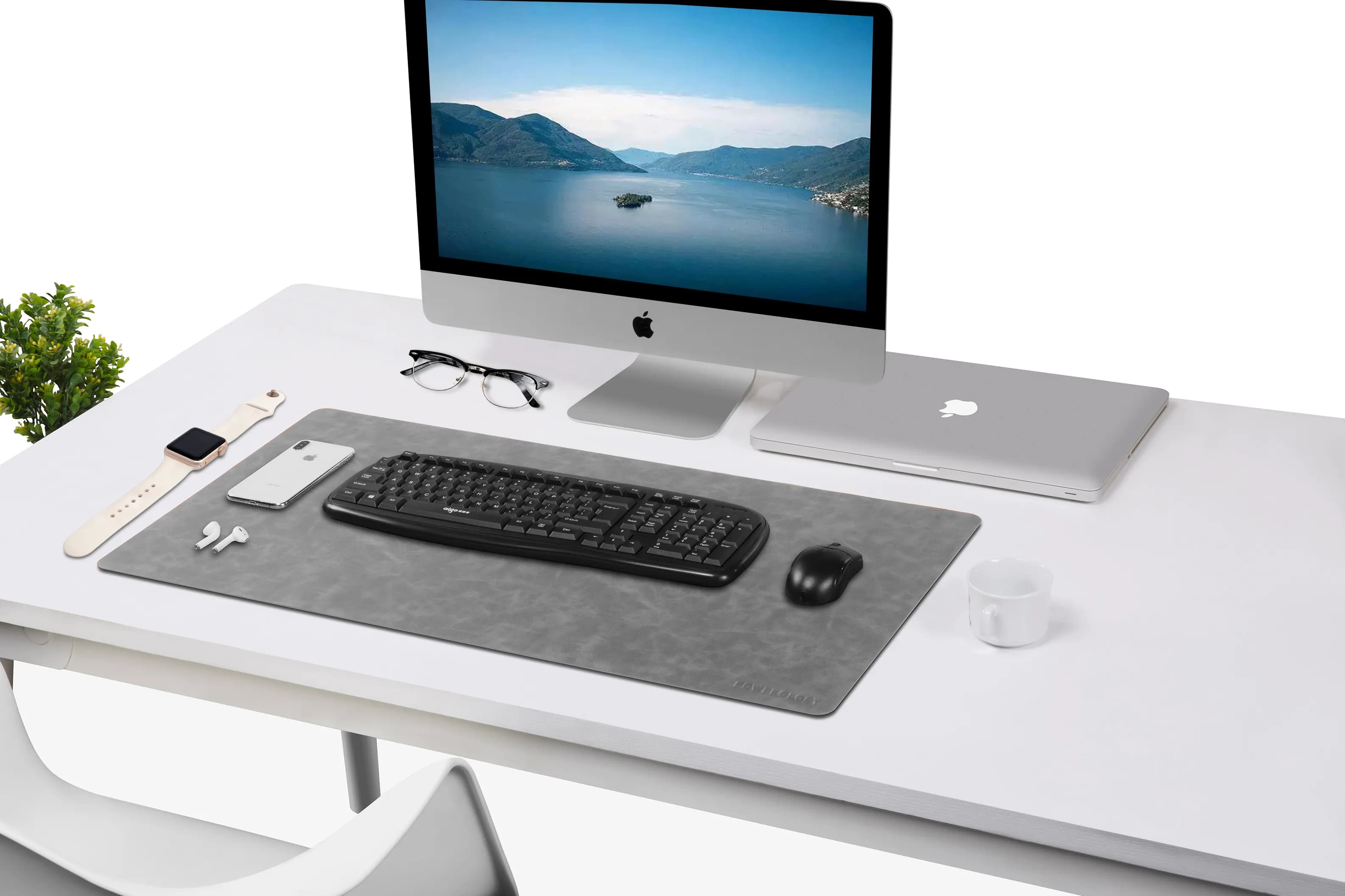 Powerology Desk Pad PLMTG - Vegan Leather, Textured Gray 3