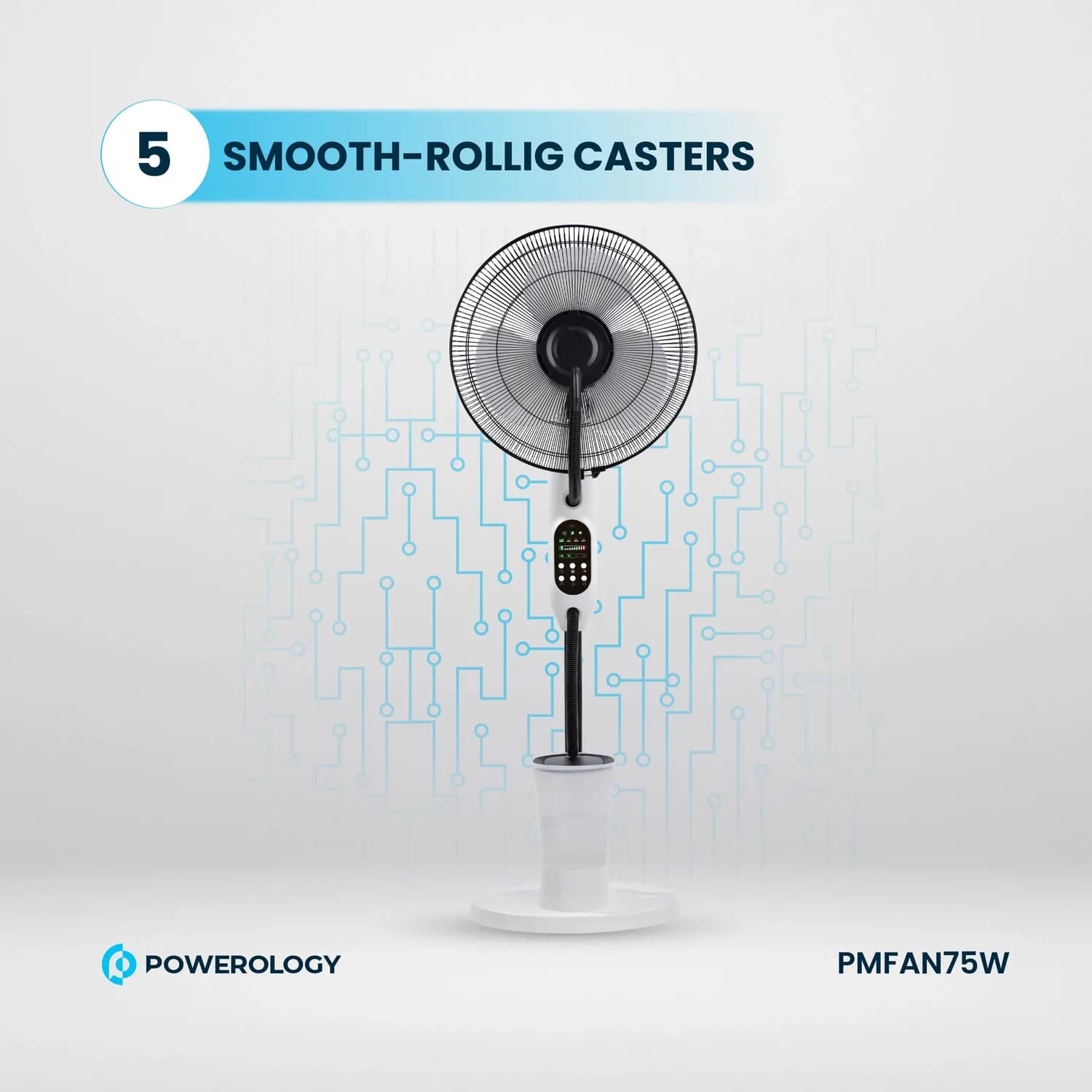 Powerology Fan - Tilt & Oscillating, Mist Spray Humidifier, Black 6