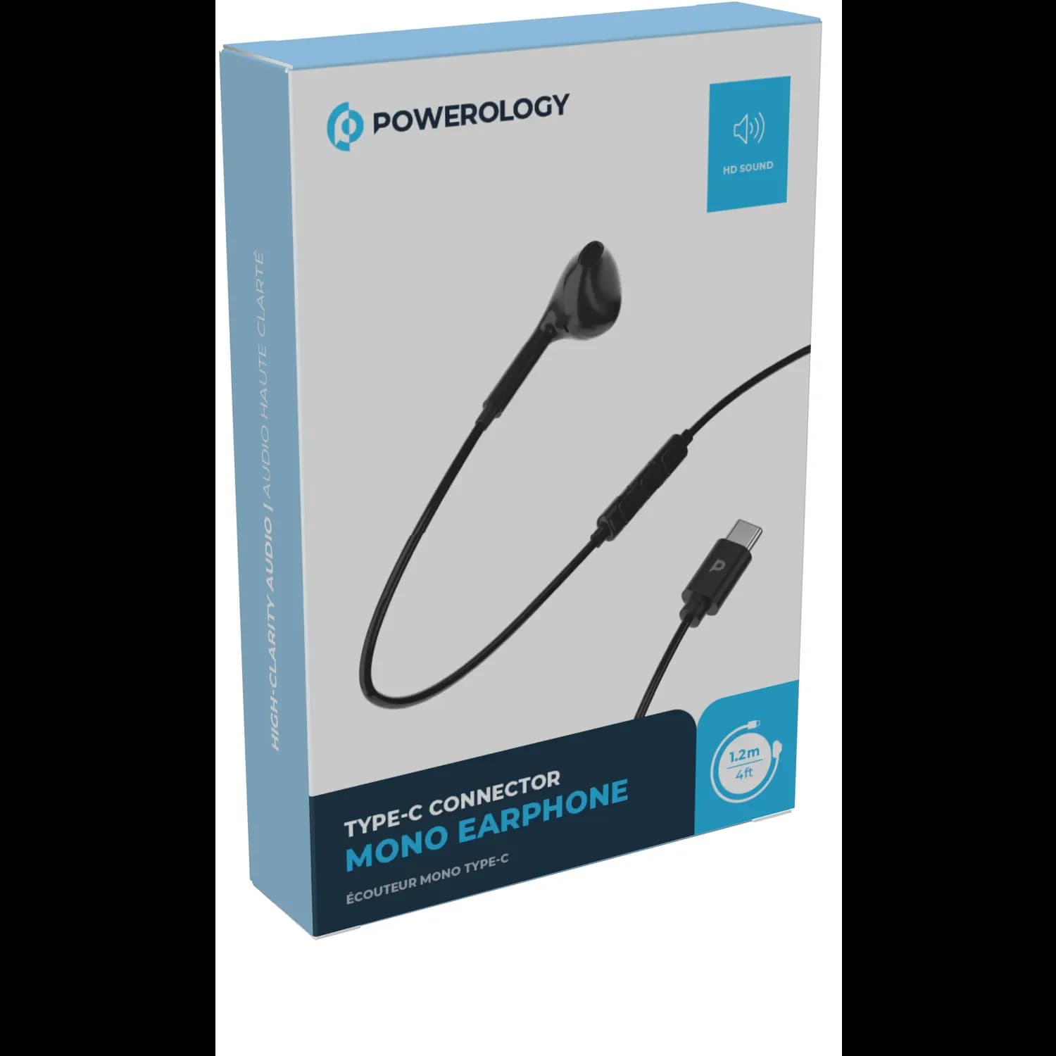 Powerology Mono Earphone - Type-C Connector, Black — Black 3