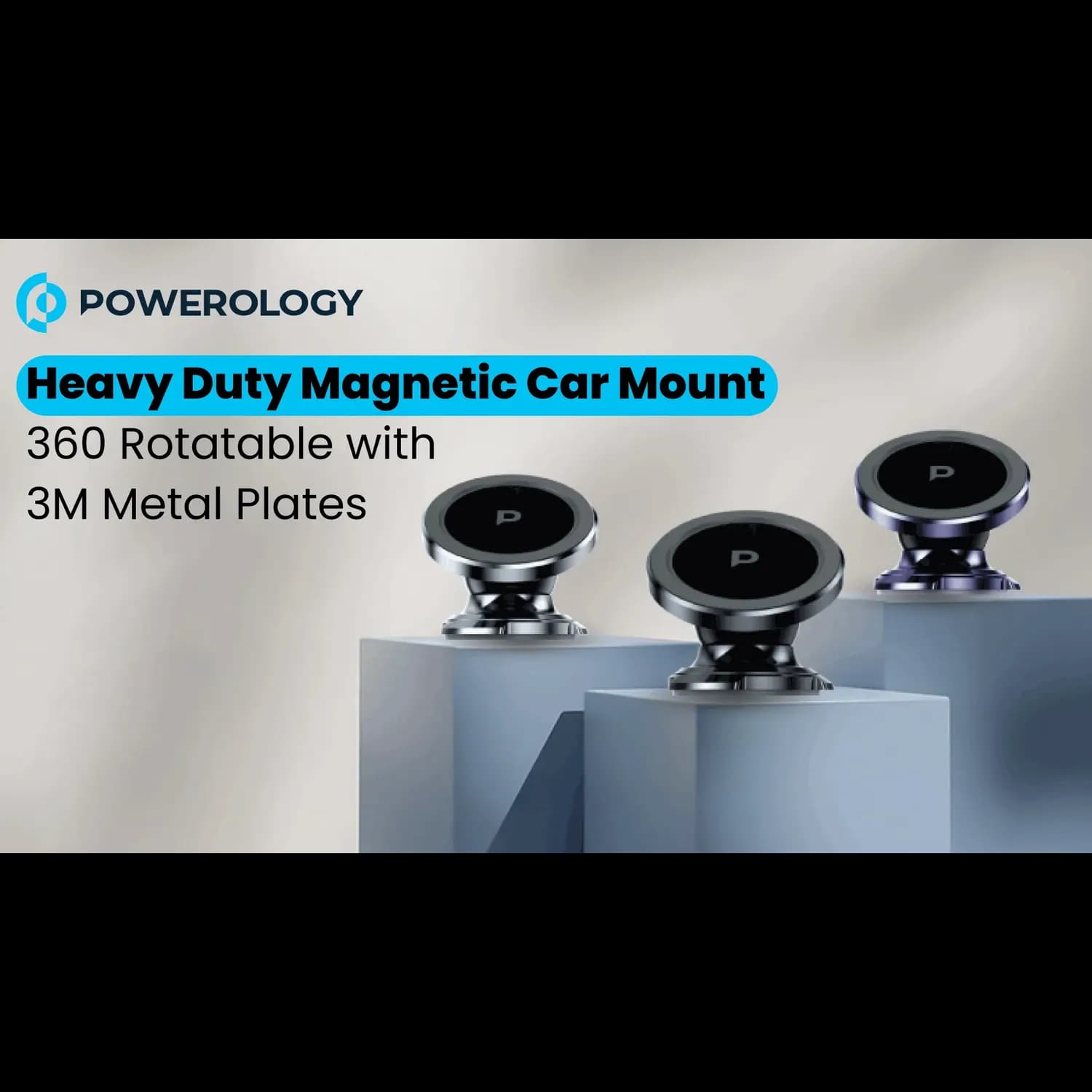 Powerology Magnetic Dash Mount - Heavy-Duty, Purple — Black 3