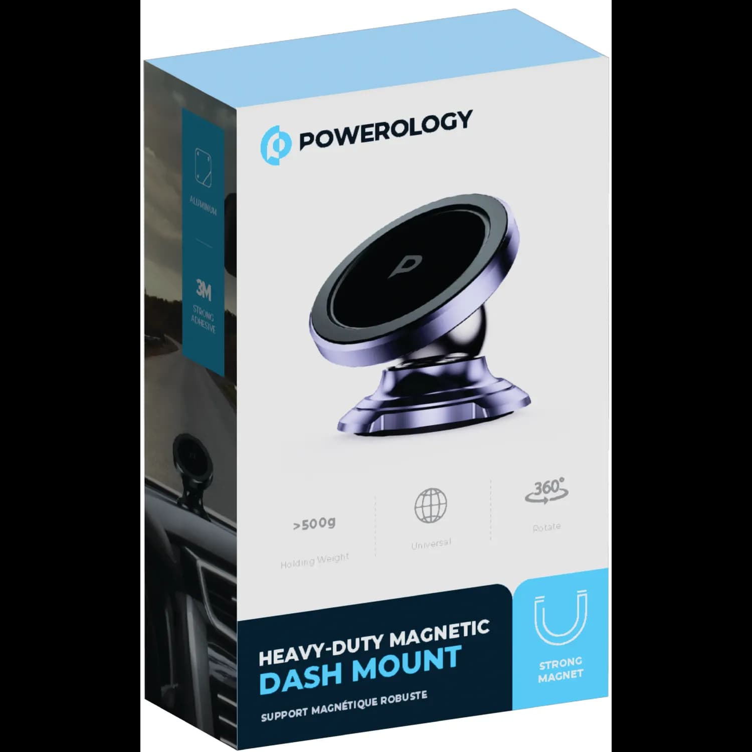 Powerology Magnetic Dash Mount - Heavy-Duty, Purple — Black 5