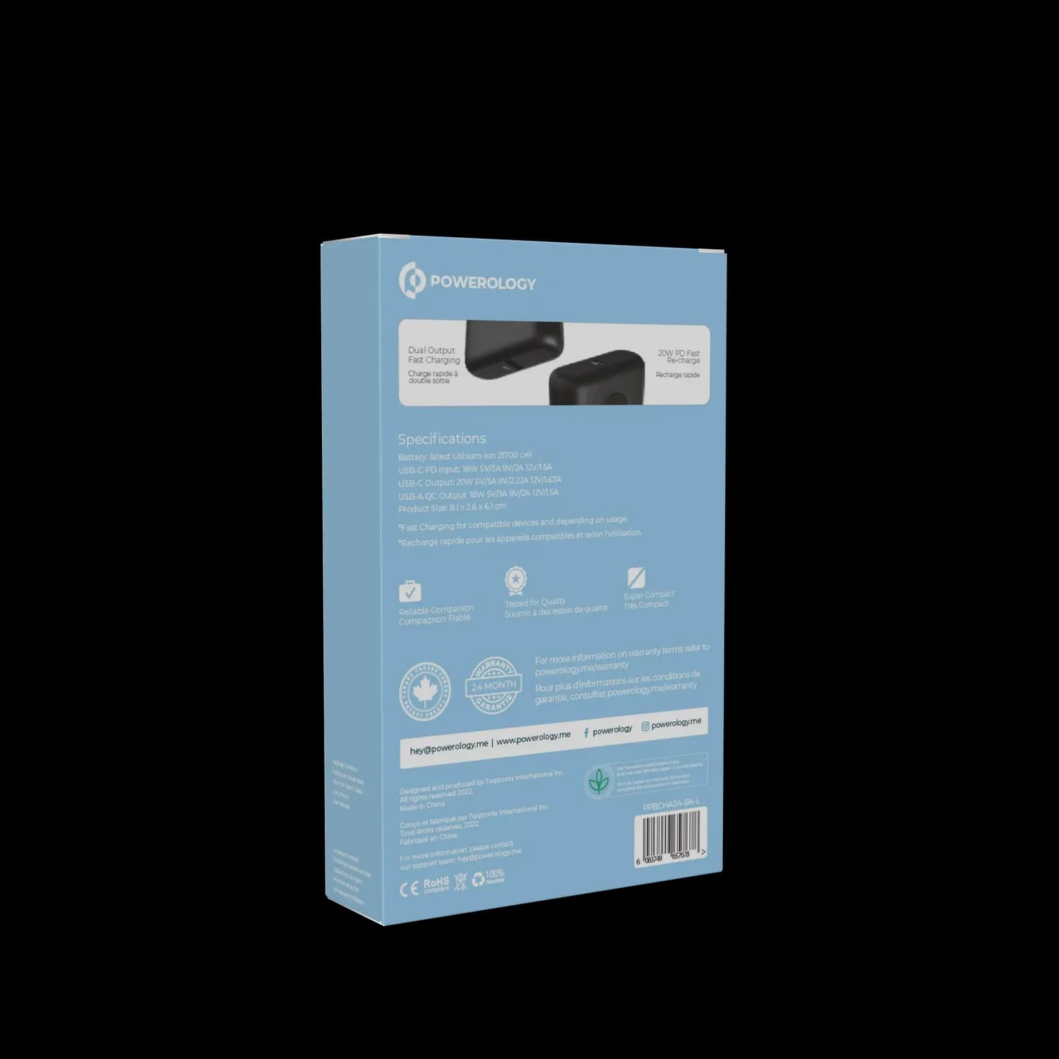 Powerology Power Bank 10000mAh - 20W PD, Black 4