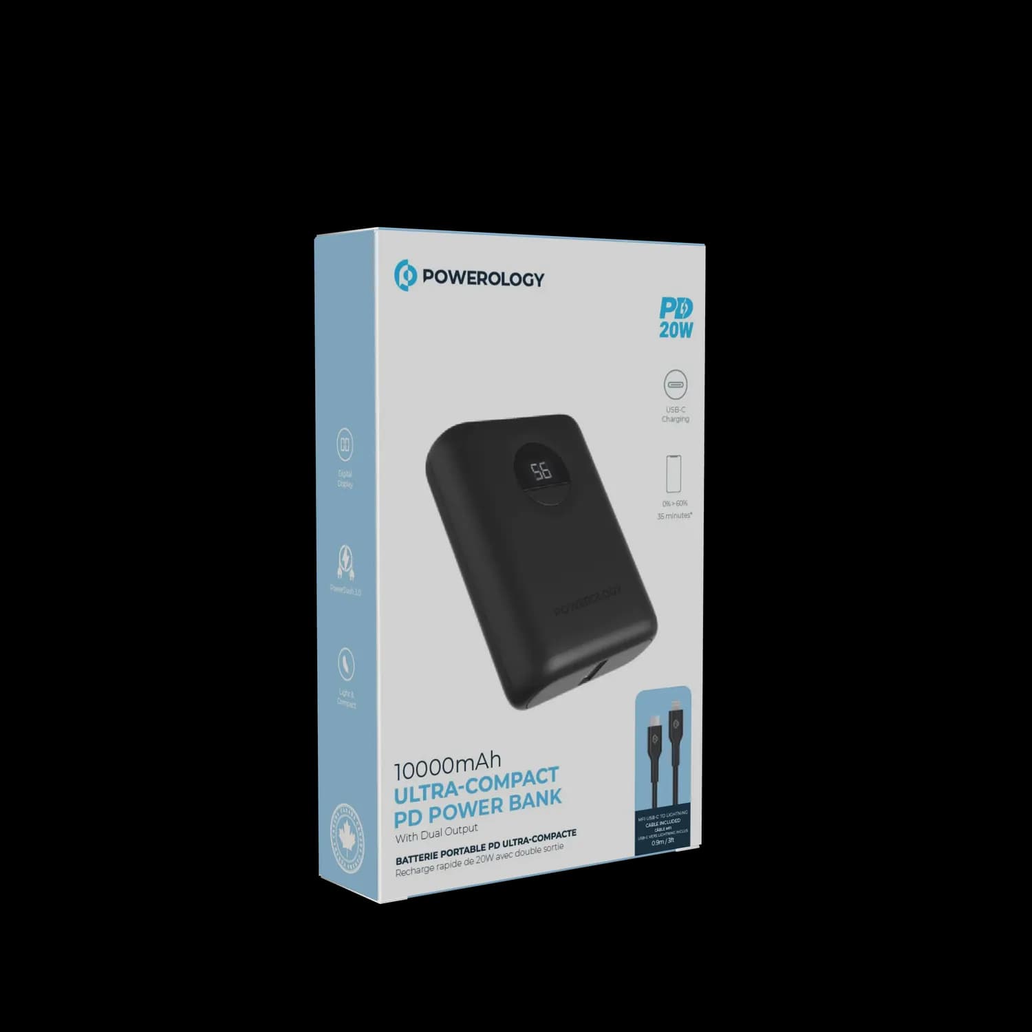 Powerology Power Bank 10000mAh - 20W PD, Black 5
