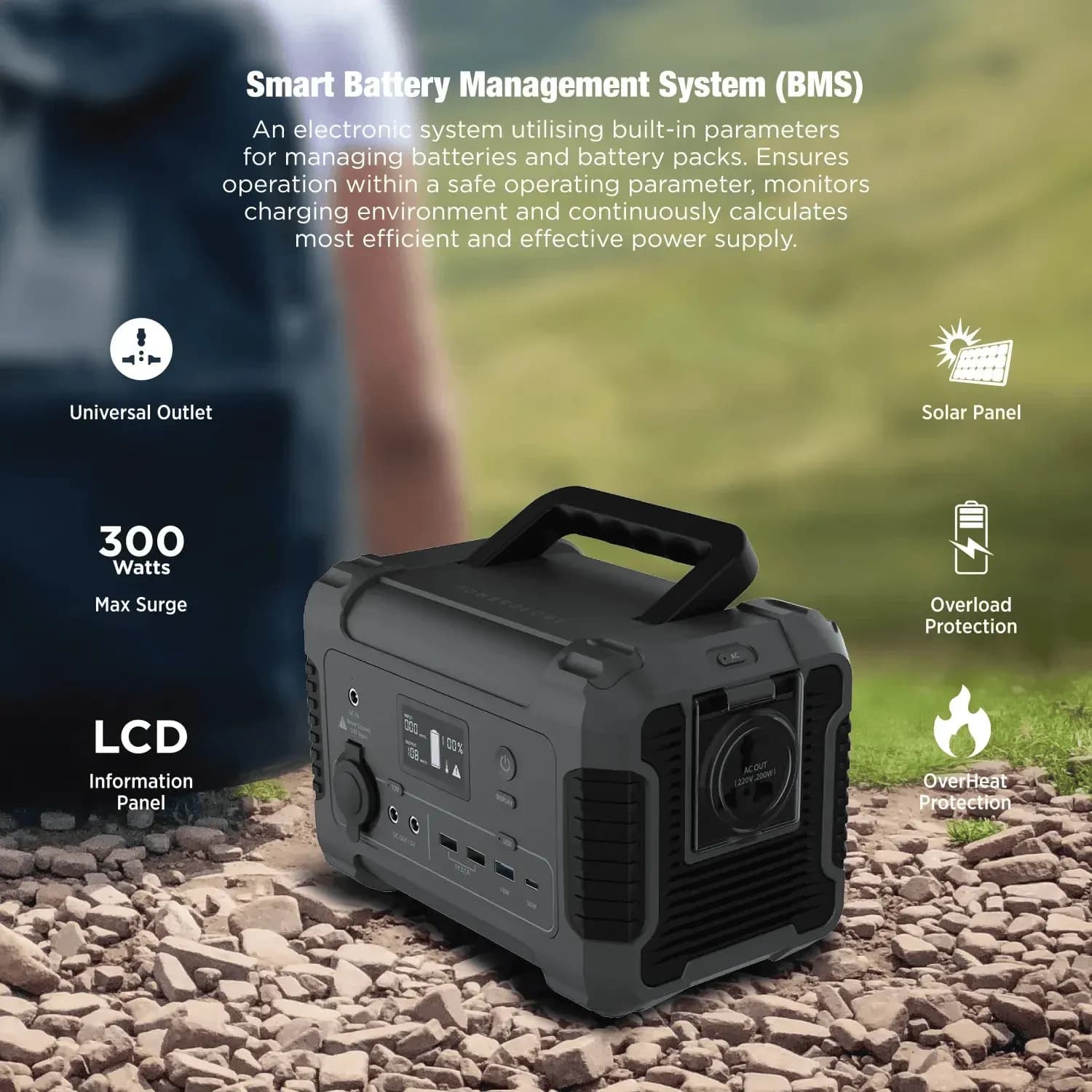 Powerology Portable Power Generator - 62500mAh 200W, Black 2