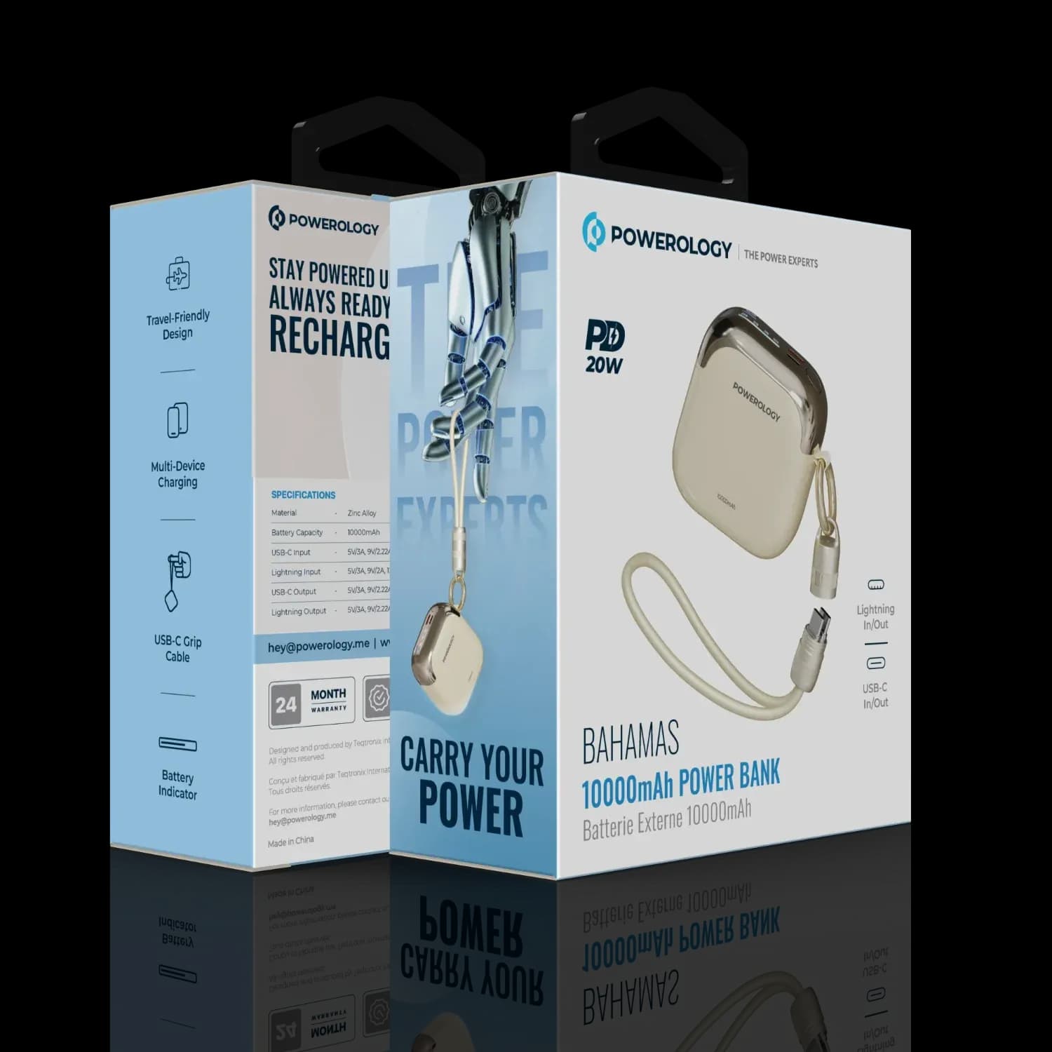 Powerology Bahamas Power Bank 10000mAh - Zinc Alloy, Beige 4