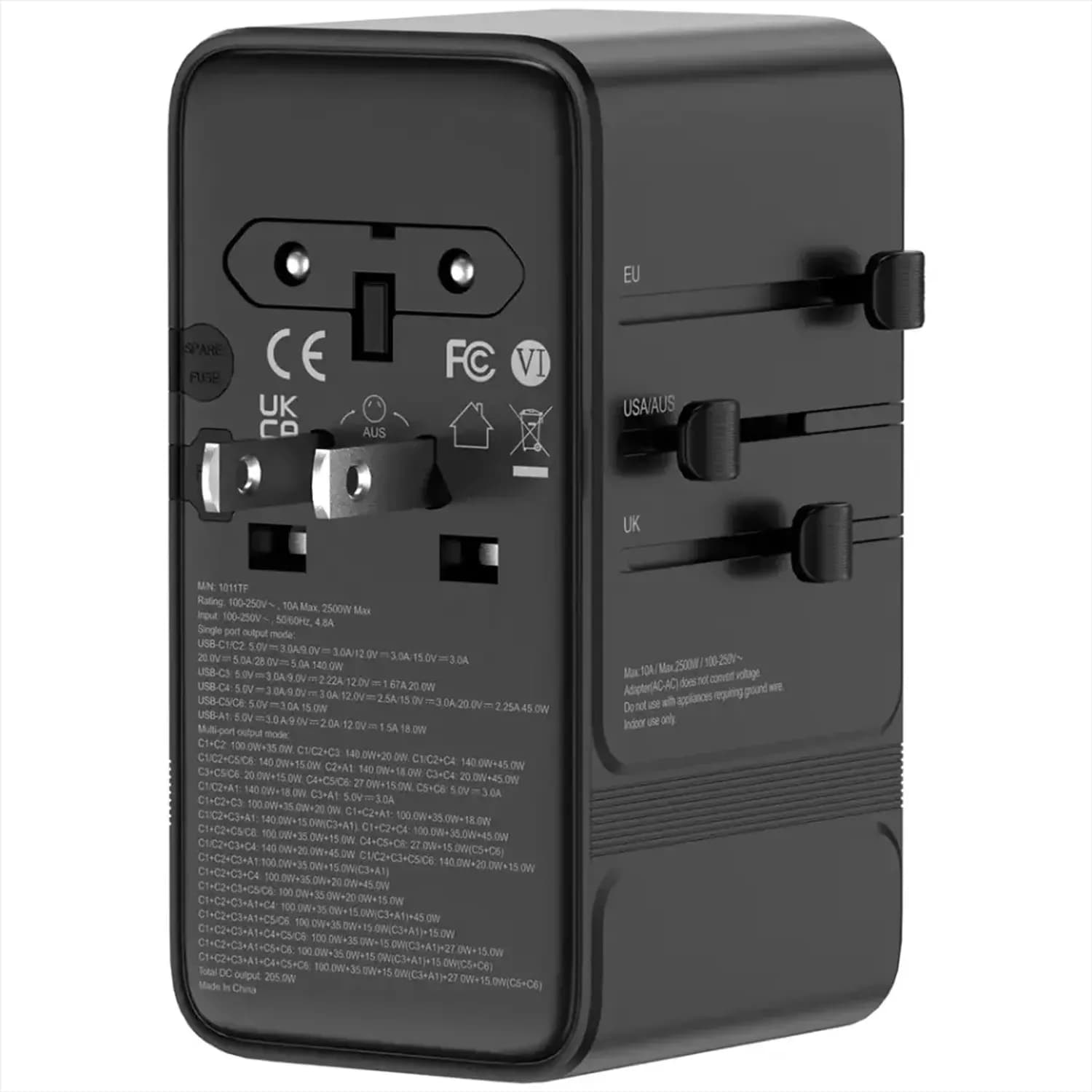 Powerology Universal Adapter Spetrova - GaN Multi-Port, Black 3