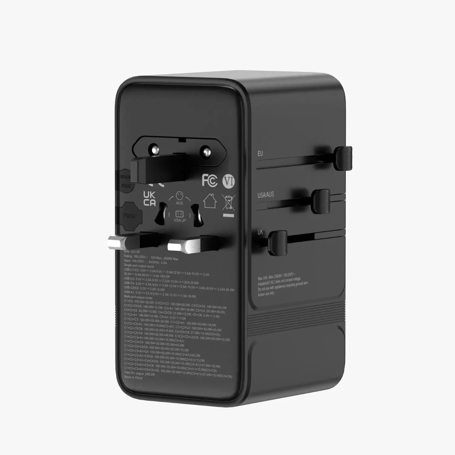 Powerology Universal Adapter Spetrova - GaN Multi-Port, Black 5
