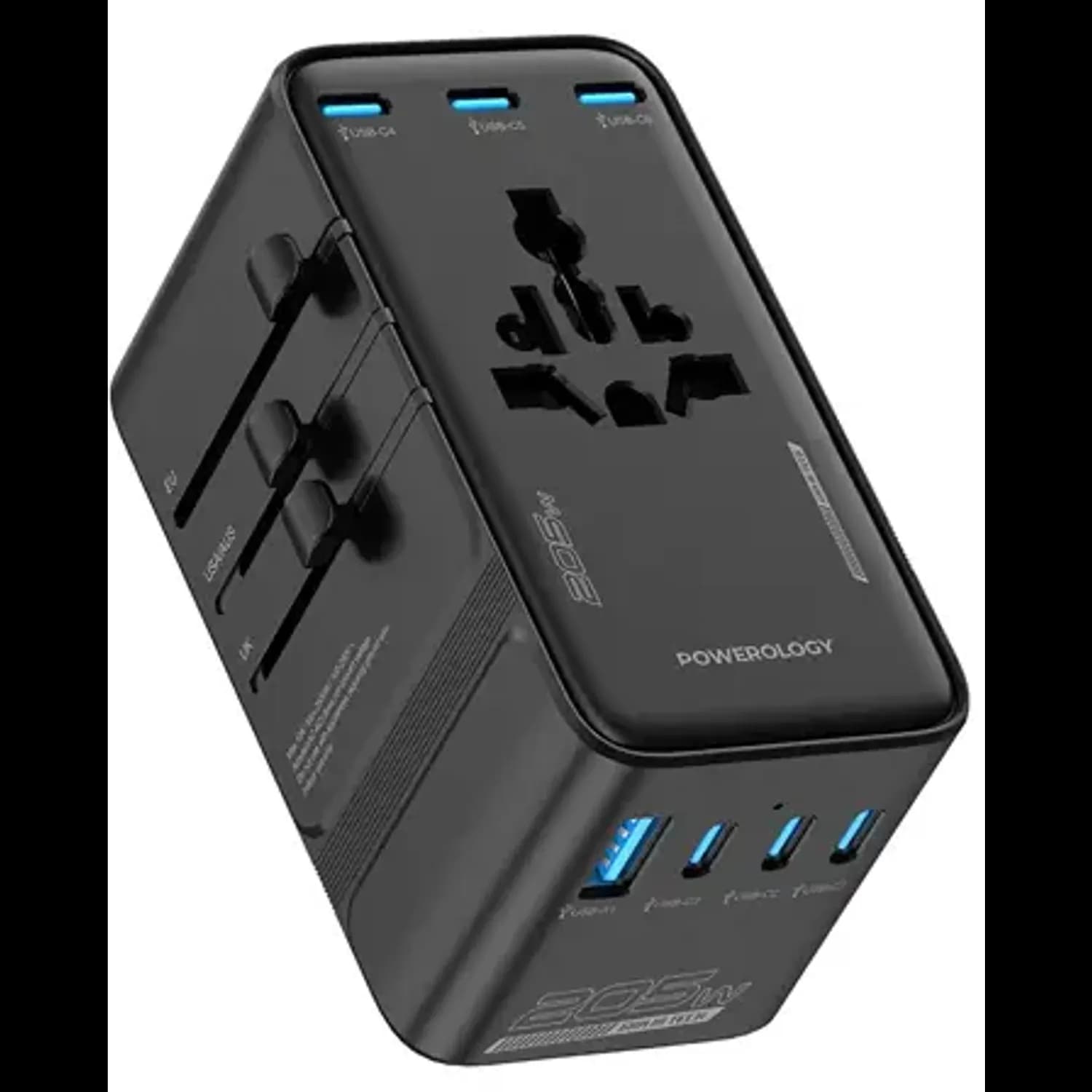 Powerology Universal Adapter Spetrova - GaN Multi-Port, Black 1 Powerology Universal Adapter Spetrova - GaN Multi-Port, Black 1
